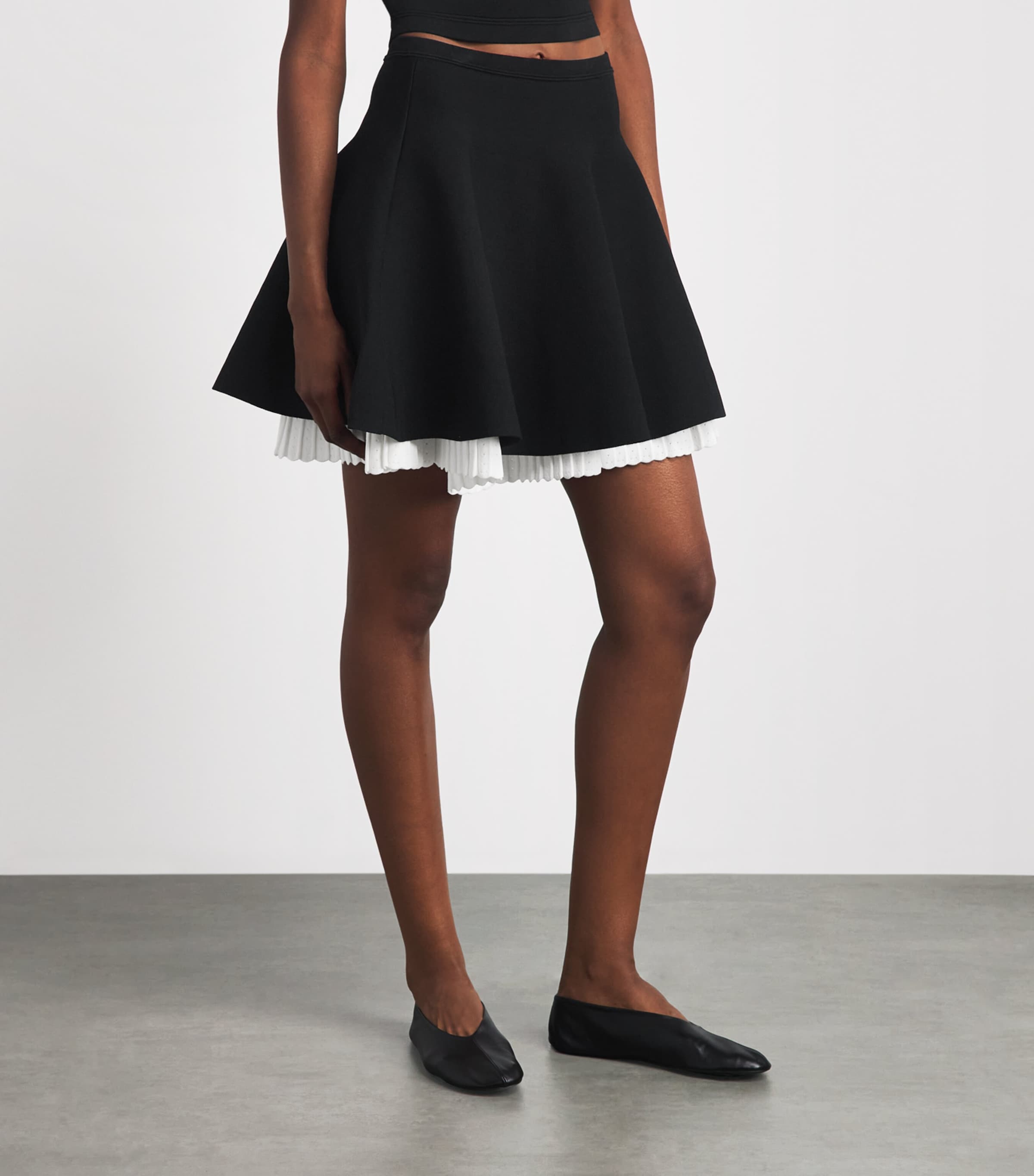 Sandro Paris Womens Two-Tone Pleated Mini Skirt Black Image 4