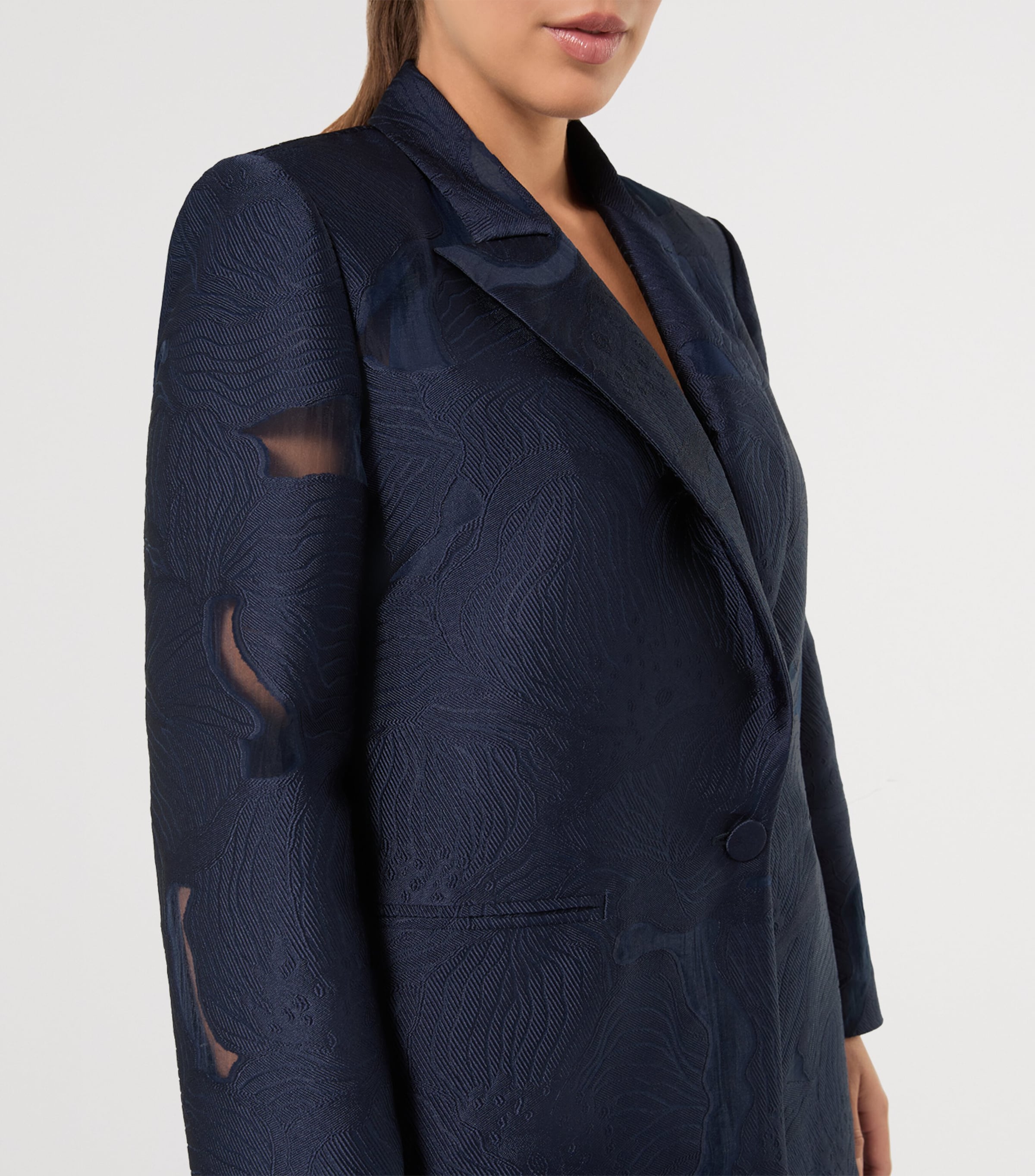 Marina Rinaldi Womens Floral Jacquard Blazer Navy Image 5