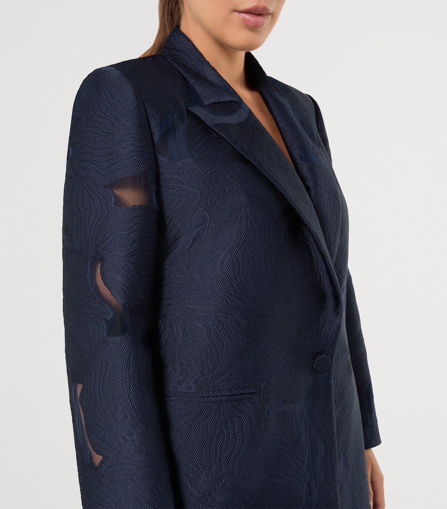 Marina Rinaldi Womens Floral Jacquard Blazer Navy Image 5