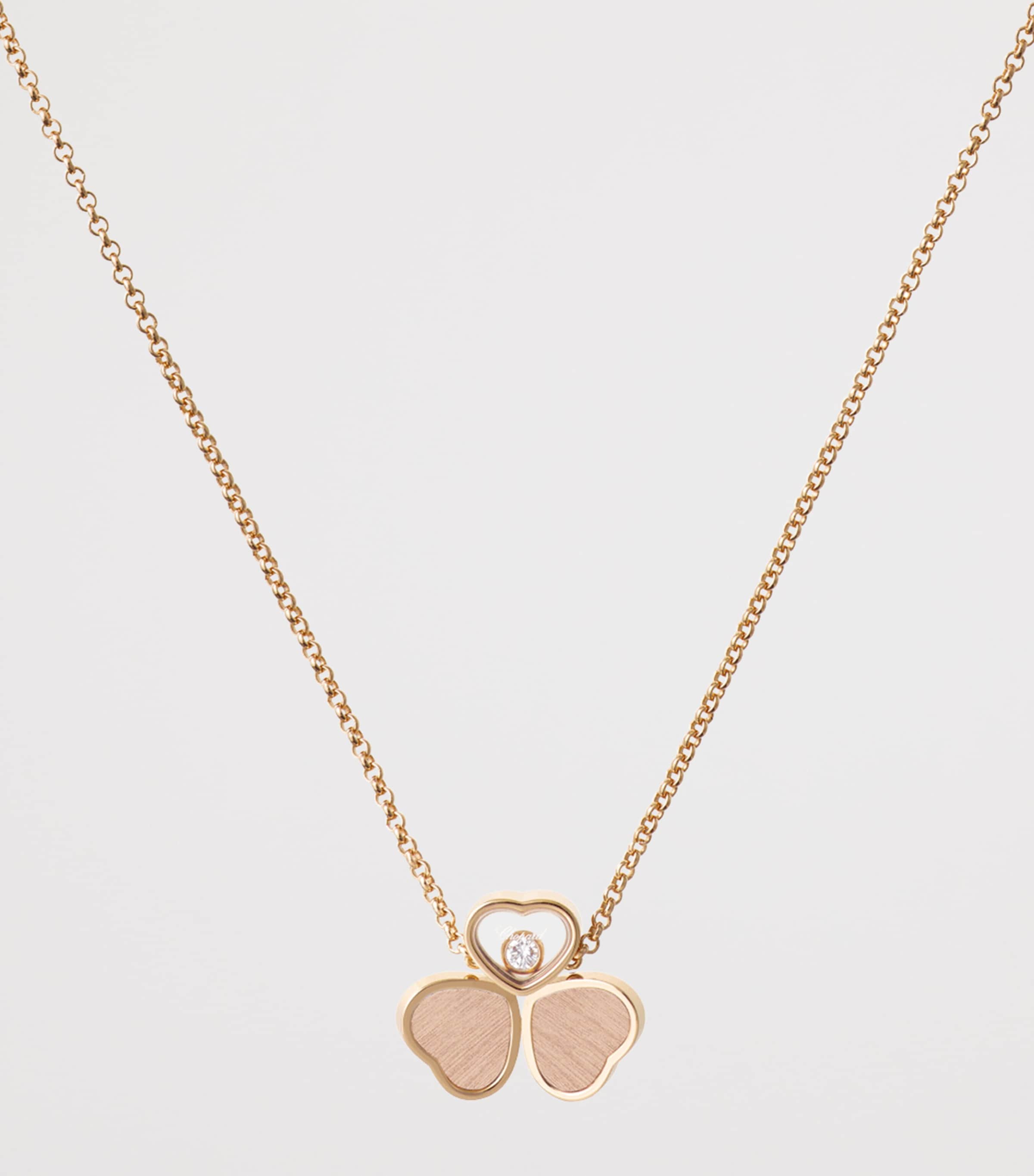 Rose Gold and Diamond Happy Hearts Wings Necklace 18K ROSE GOLD Image 2