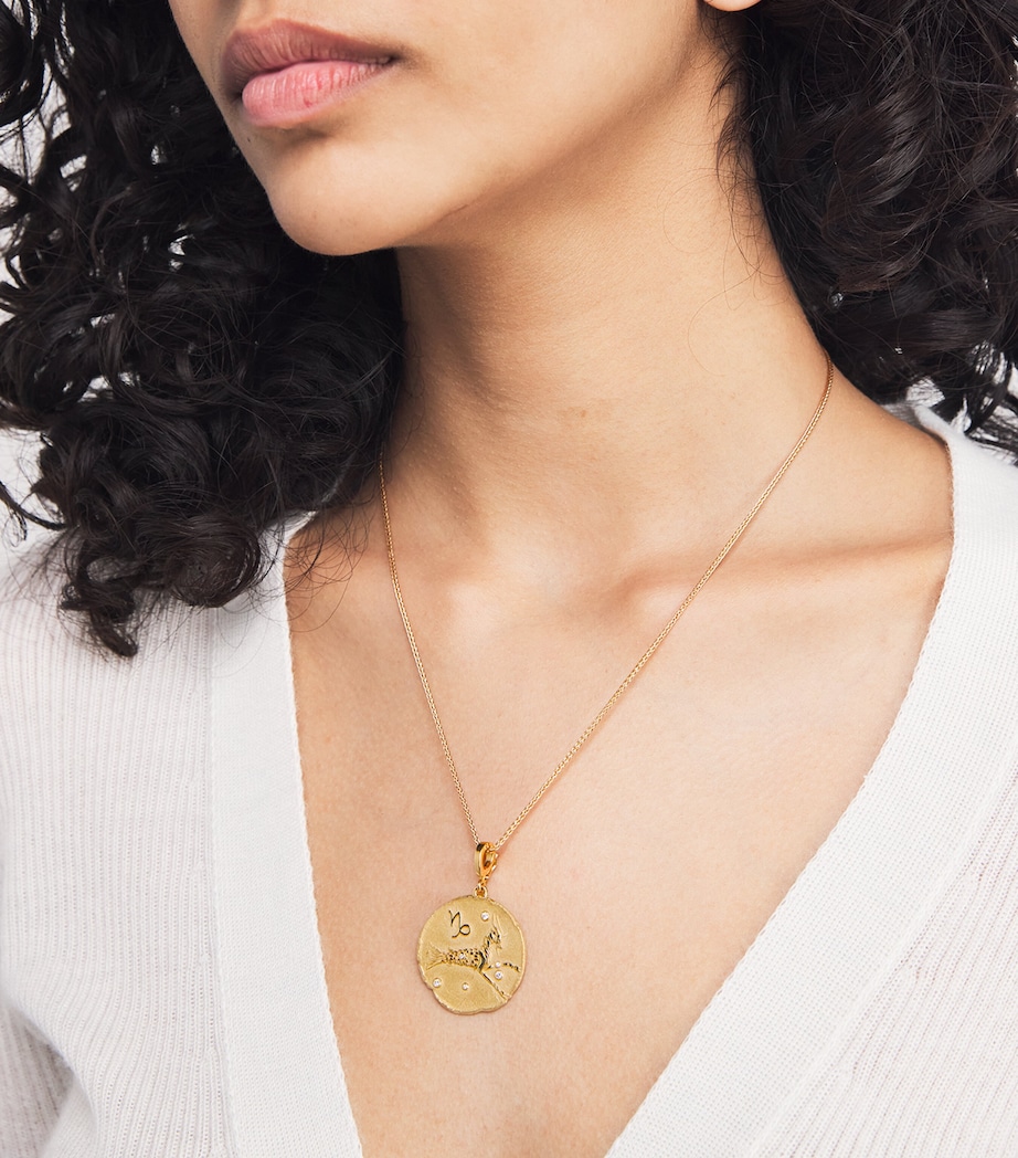 Large Yellow Gold and Diamond Capricorn Coin Charm YELLOW GOLD Image 2