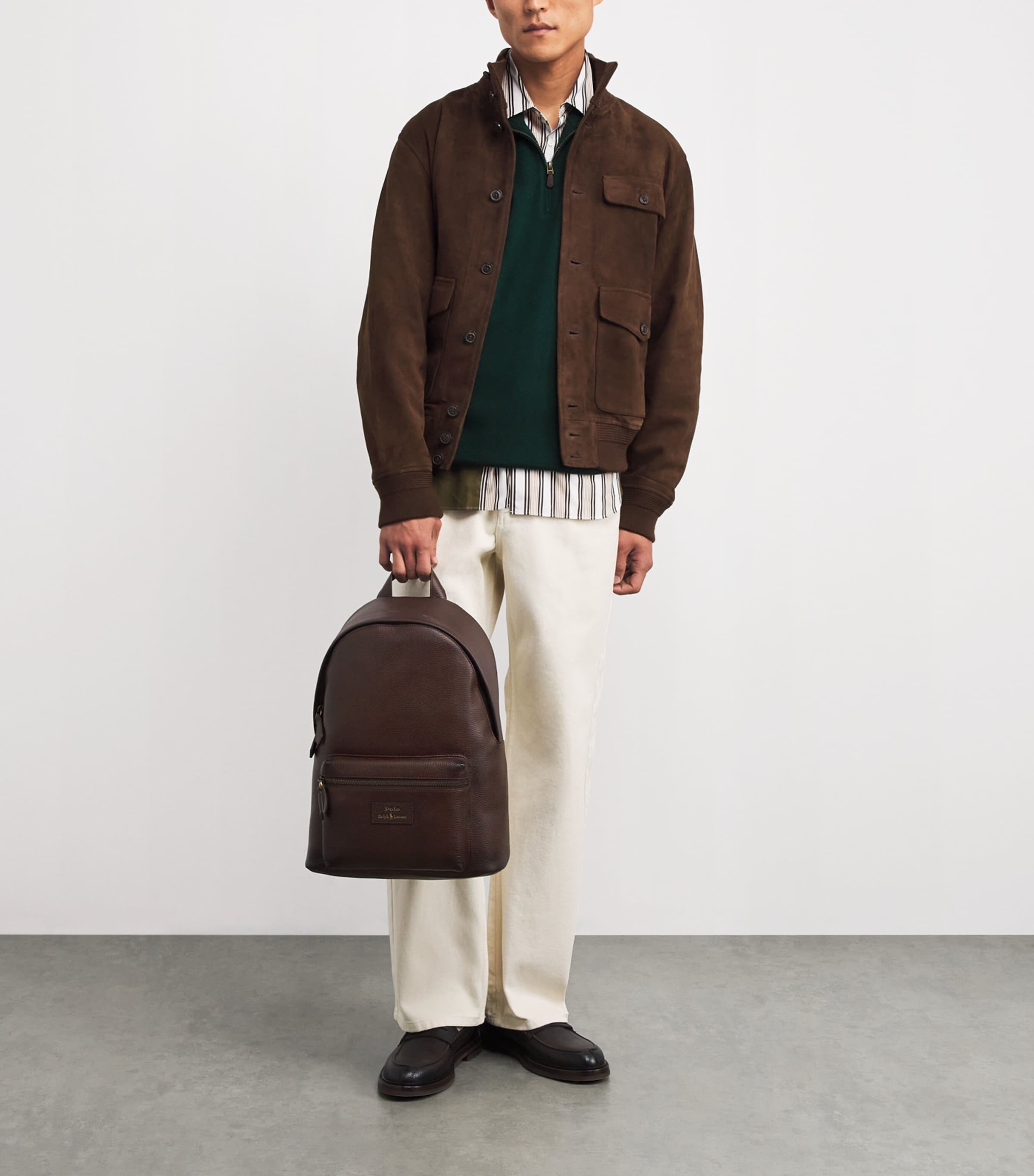 Leather Logo Backpack DARK BROWN Image 5