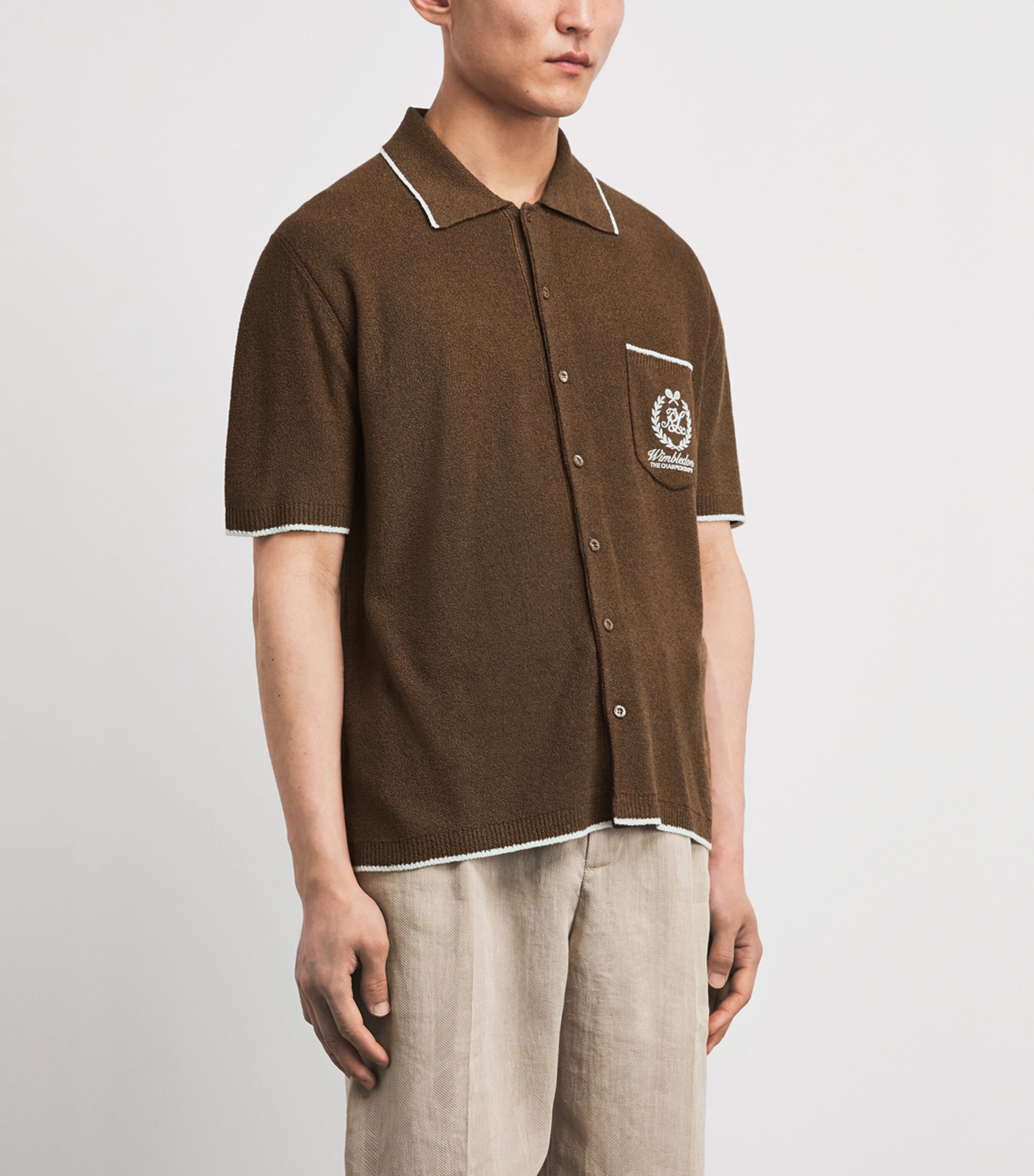 Ralph Lauren Purple Label Brown x Wimbledon Silk-Blend Short