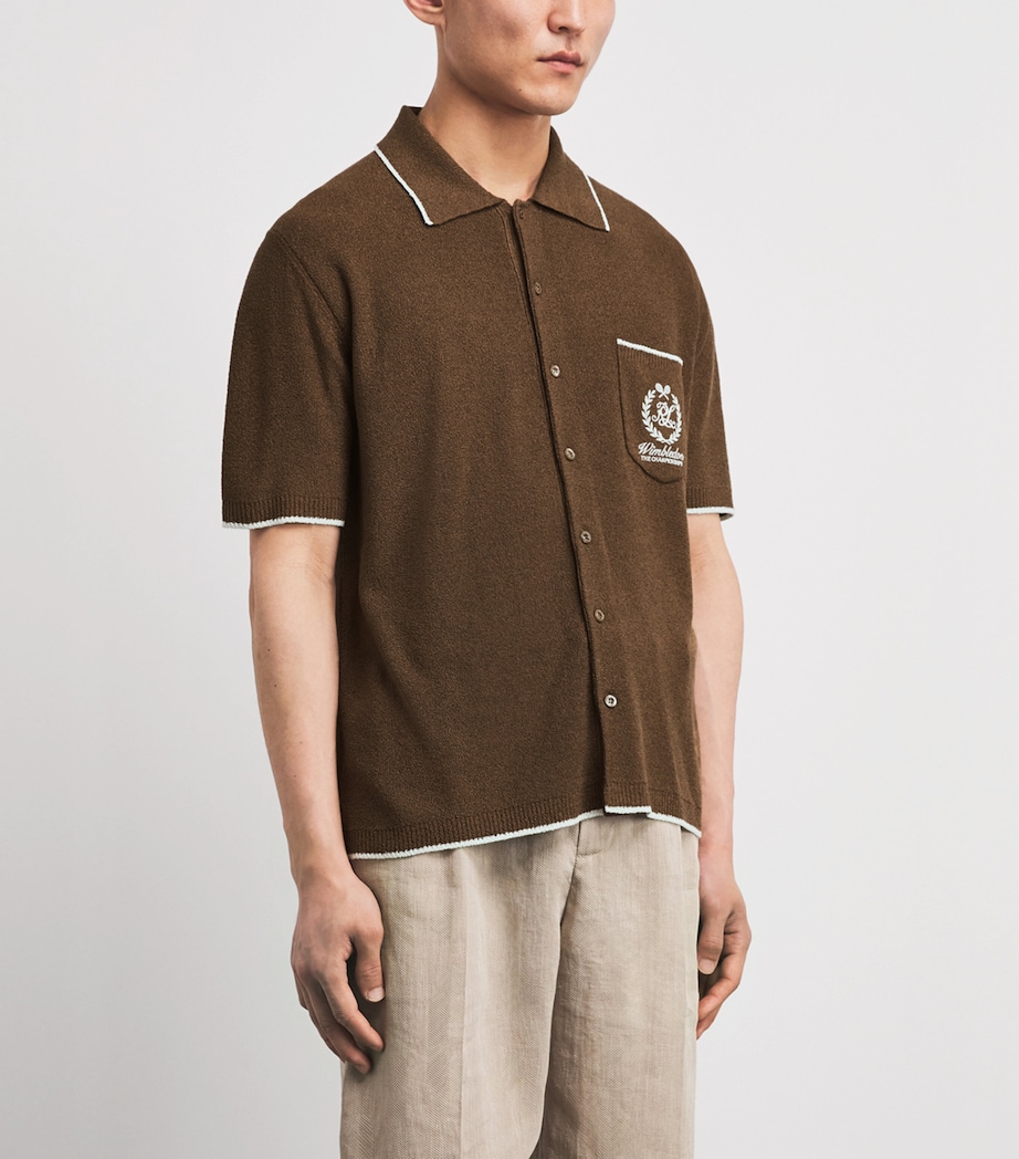 Ralph Lauren Purple Label Mens x Wimbledon Silk-Blend Short-Sleeve Shirt Sft Mch/cl Image 4