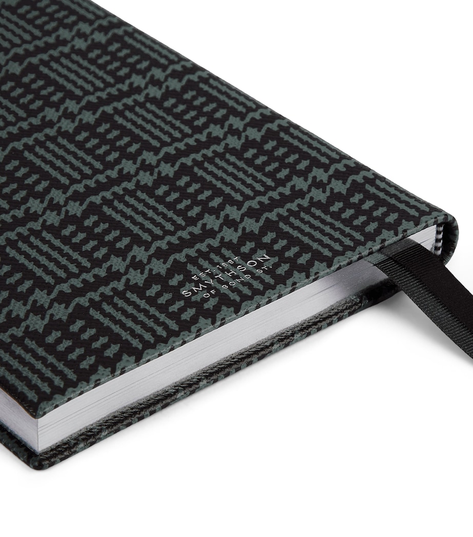 Smythson Leather Tweed-Print Soho Notebook Slate Green Image 4