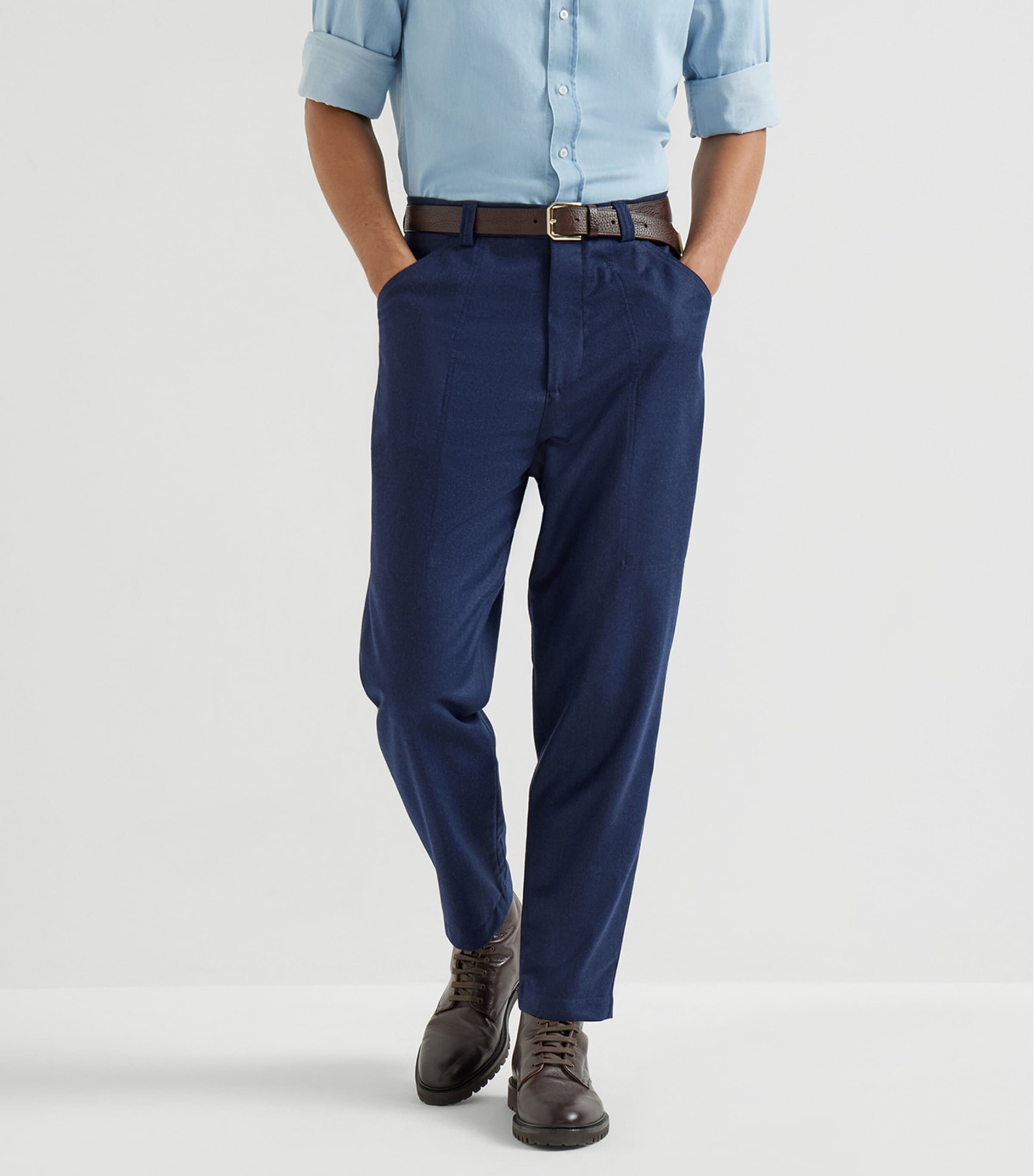 Wool Straight Suit Trousers C396 Image 3