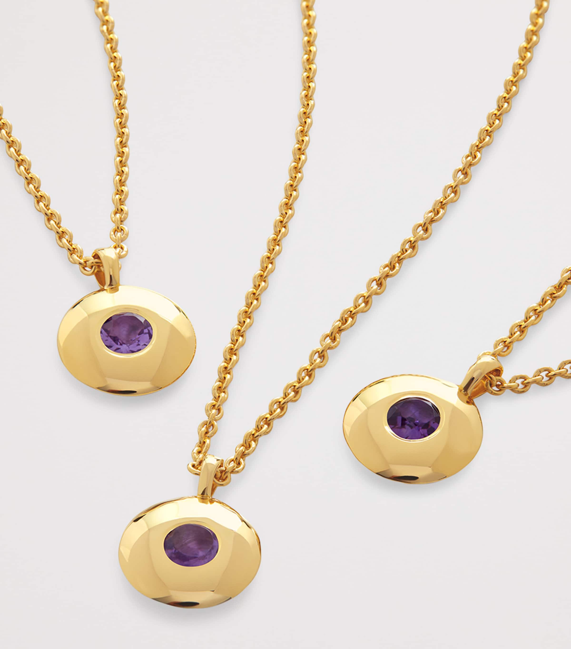 Monica Vinader Gold Vermeil and Amethyst February Birthstone Necklace Gold Vermeil Image 4