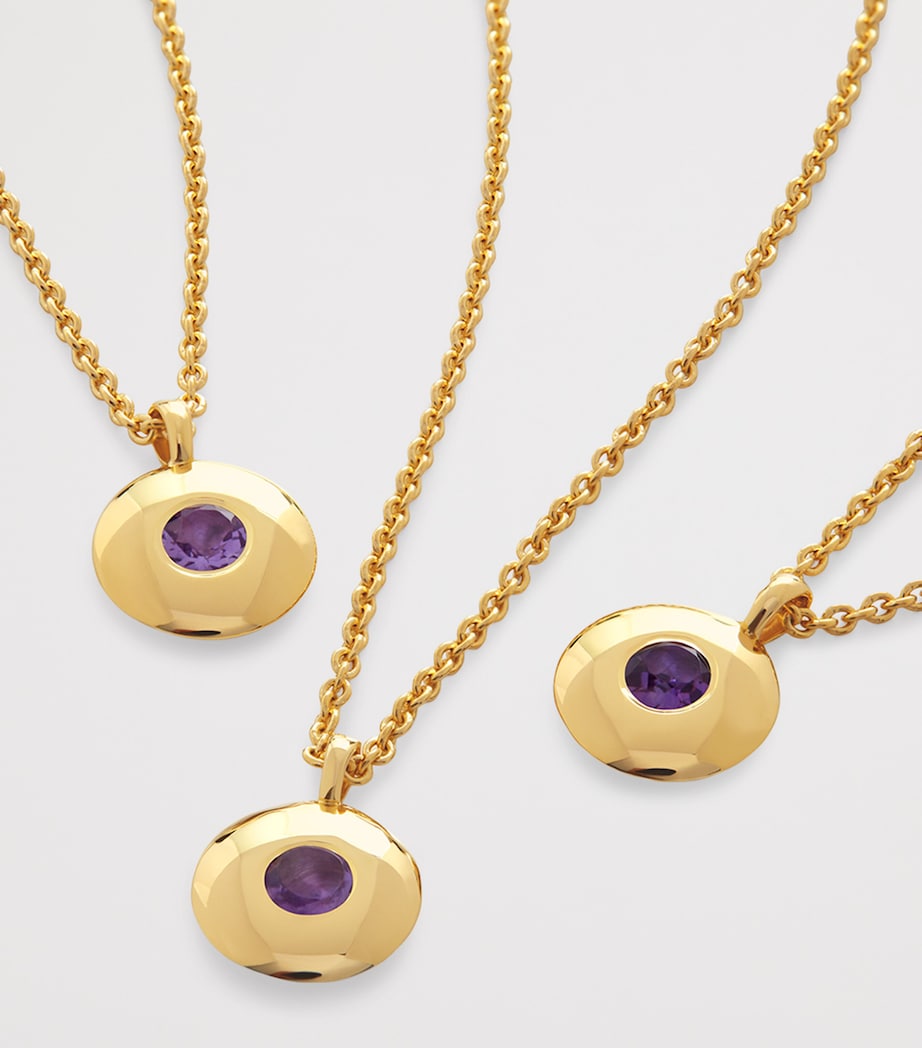 Monica Vinader Gold Vermeil and Amethyst February Birthstone Necklace Gold Vermeil Image 4