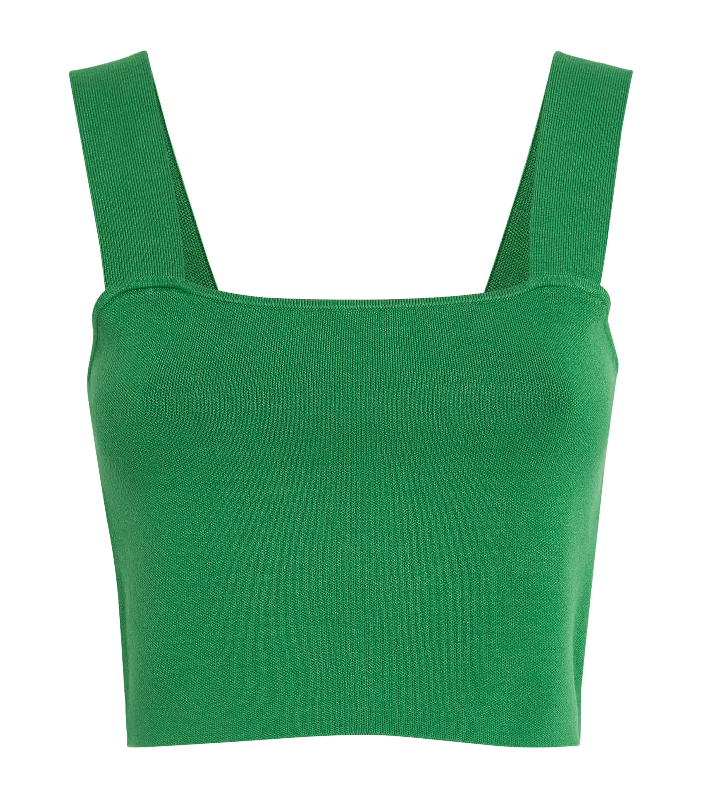 Shop Maje Knitted Crop Top In Green
