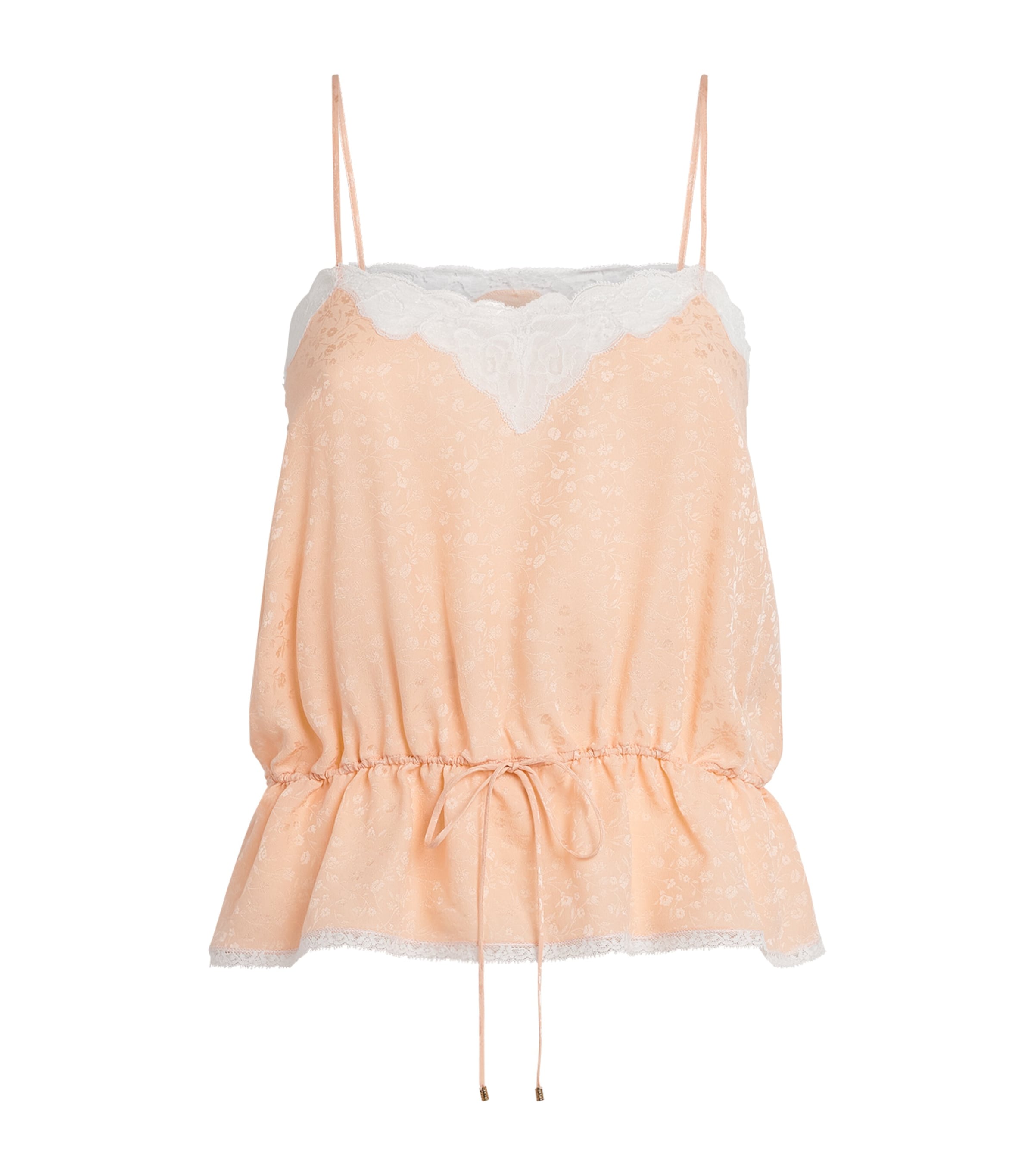 Chloé Womens Silk-Lace Floral Cami Top Washed Blue Image 1
