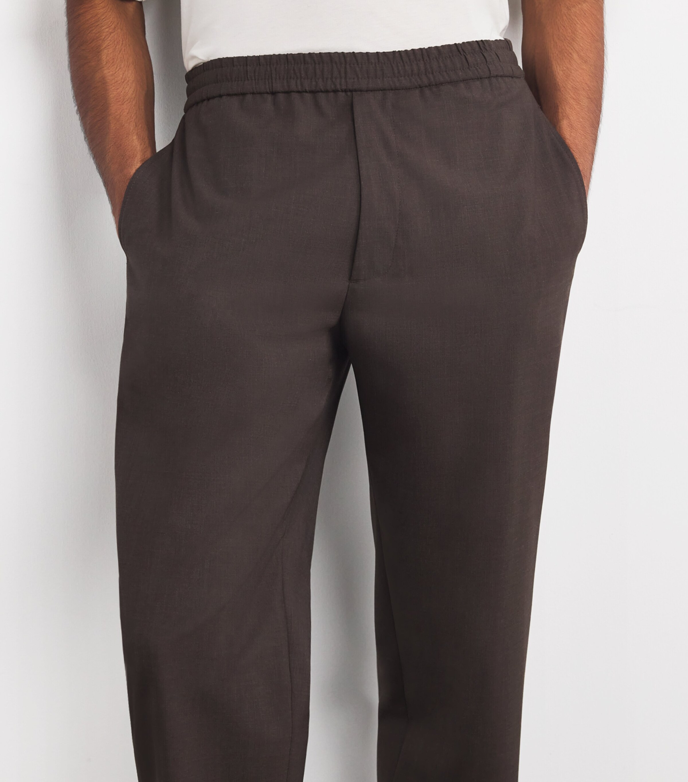 Officine Generale Mens Stretch Wool Trousers Iced Coffee Image 6