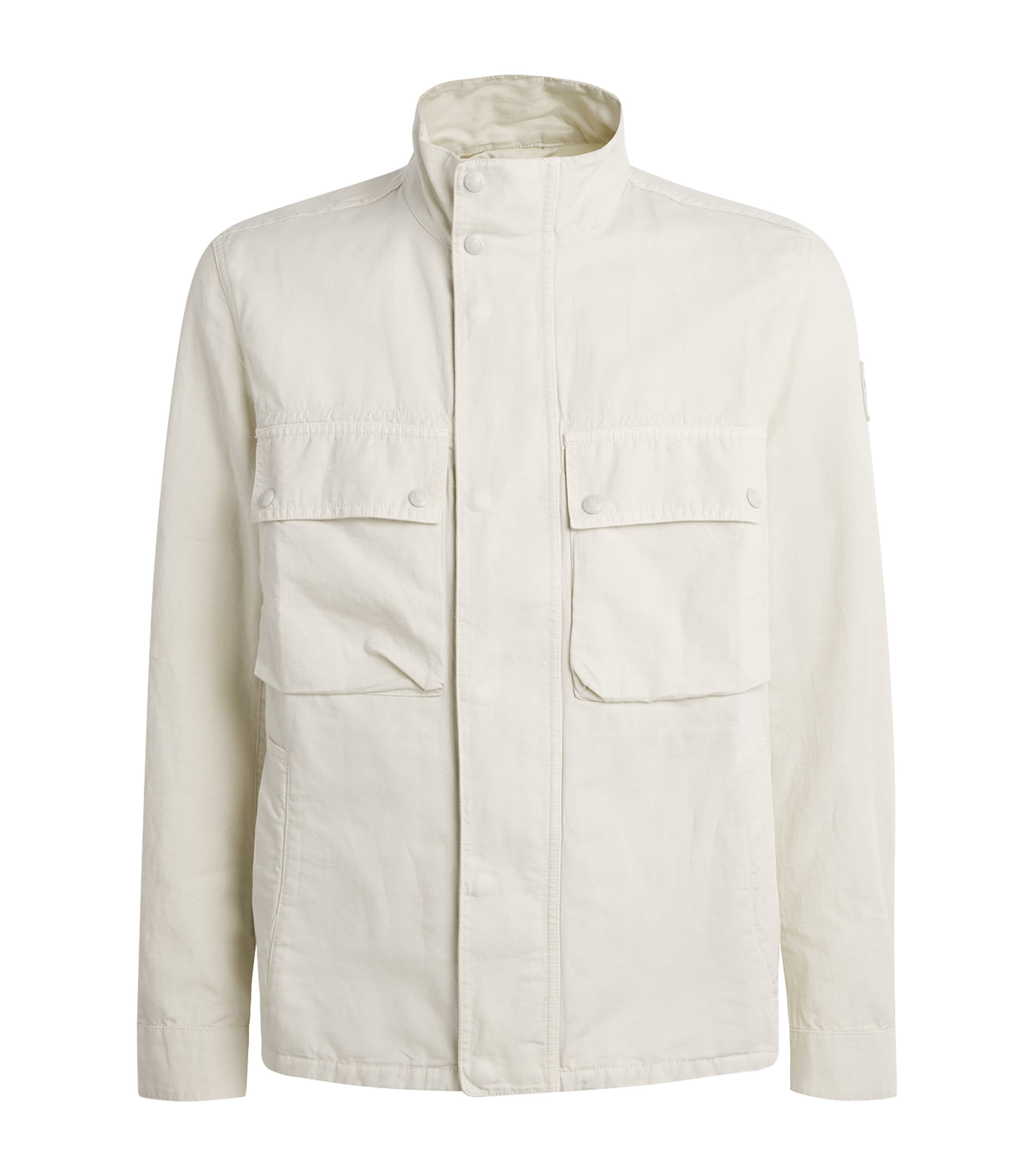 Belstaff Mens Cotton-Linen Hayfield Field Jacket Silver Birchsvrbc Image 1