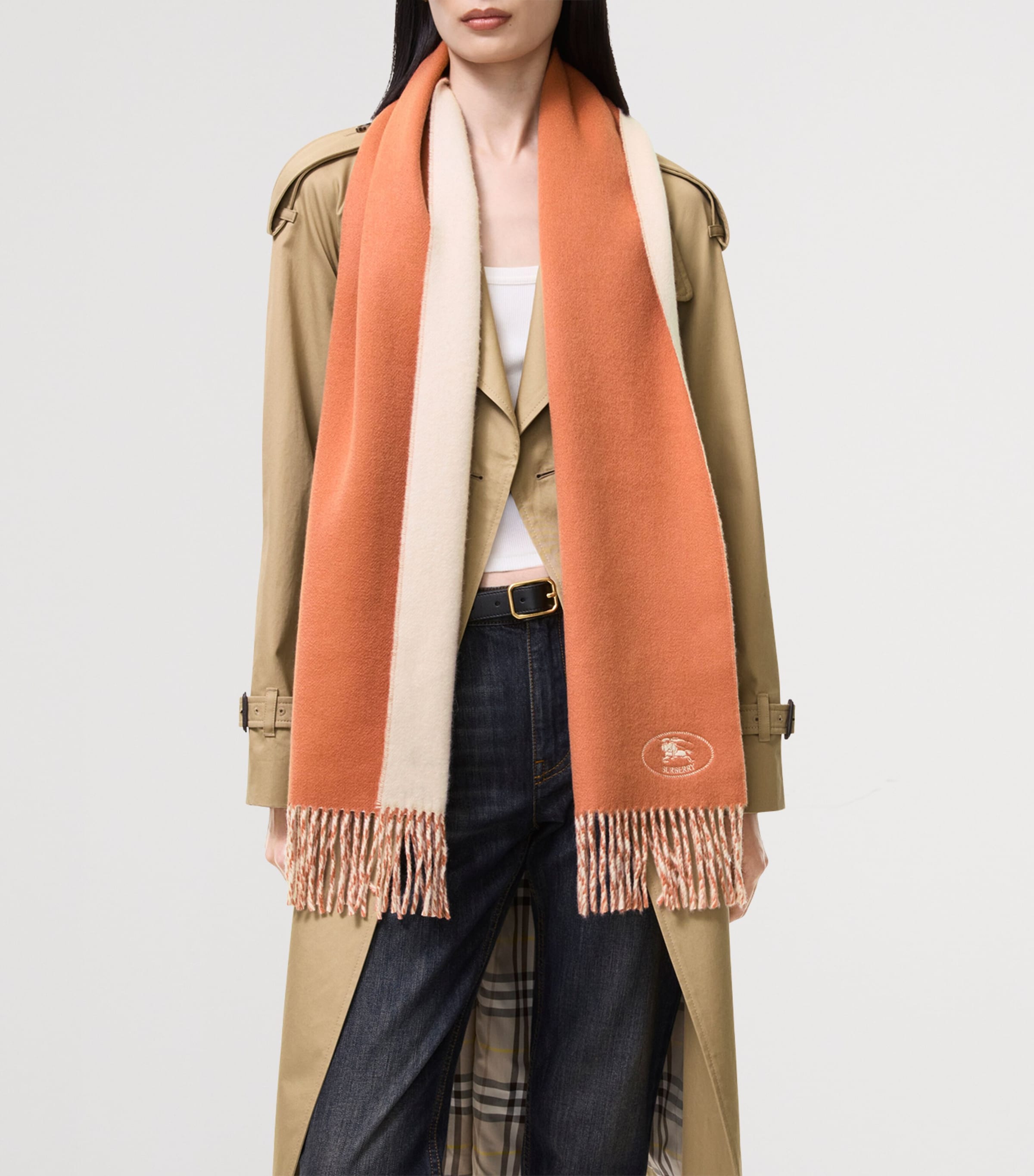 Burberry Cashmere Reversible Knight Scarf Clay Pink Image 3