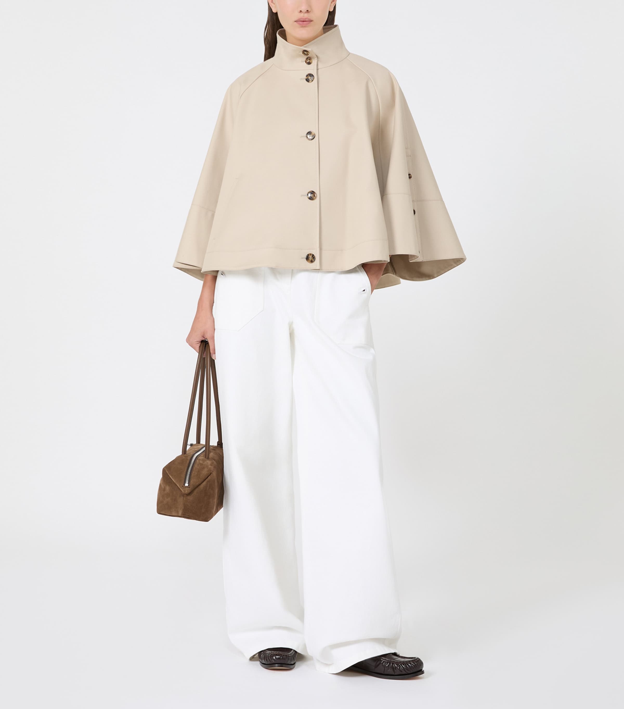 Max Mara Womens Cotton Cropped Jacket Stone Image 2