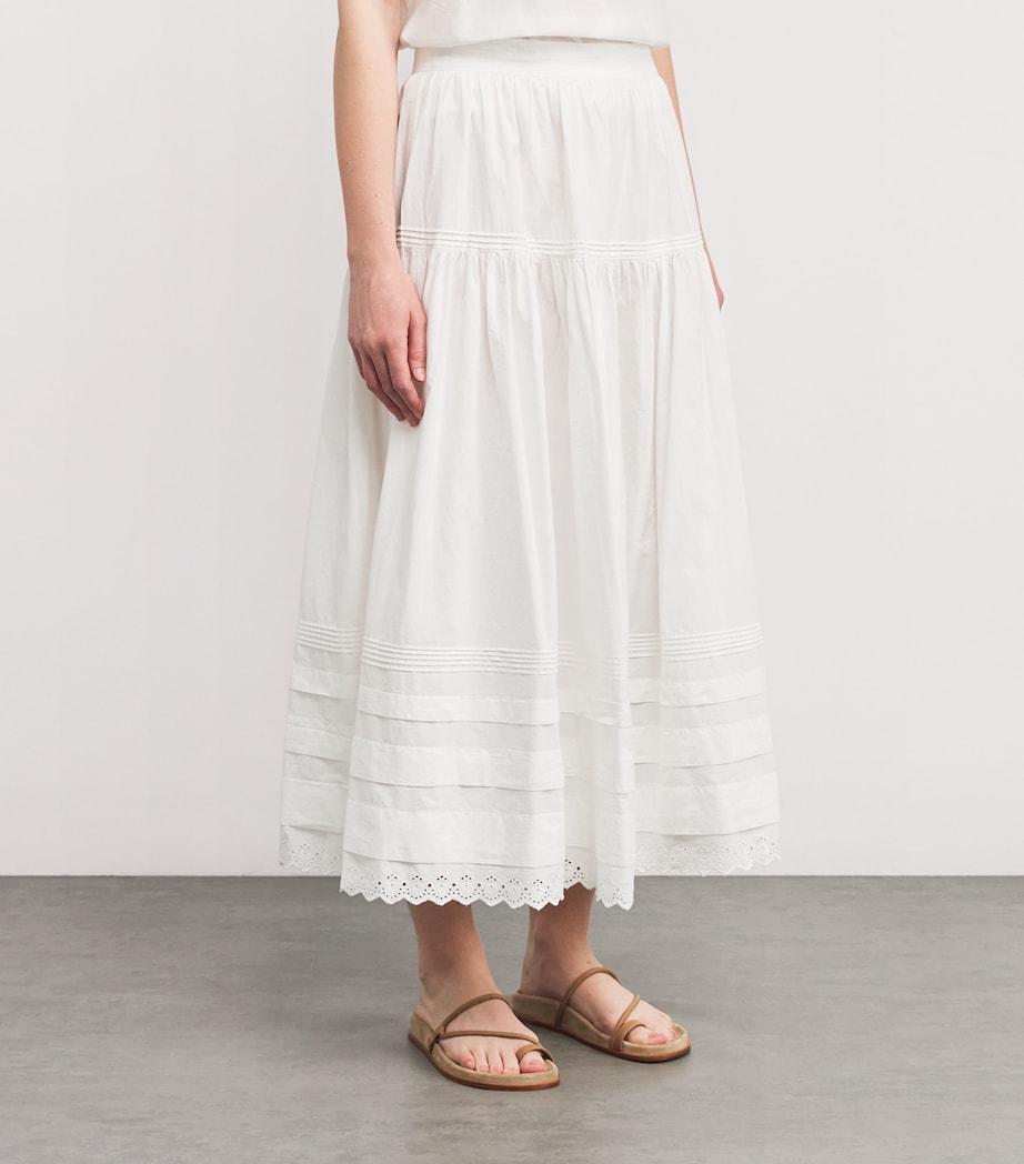 DÔEN Womens Organic Cotton Sebastiane Midi Skirt Powder Image 3