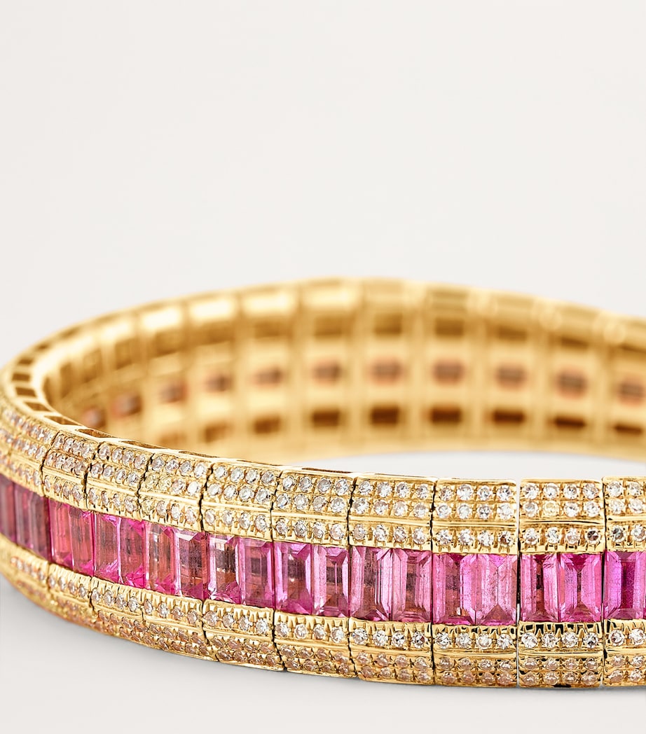 Rose Gold, Diamond and Sapphire Scales Stretch Bracelet ROSE GOLD Image 6