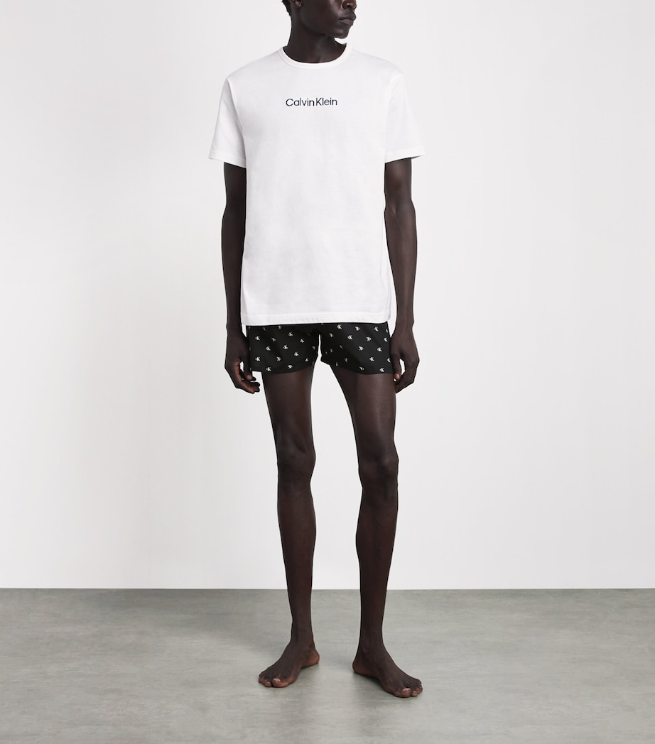 Calvin Klein Mens Cotton Poplin Logo Pyjama Shorts Diamond Logo Bl Image 2