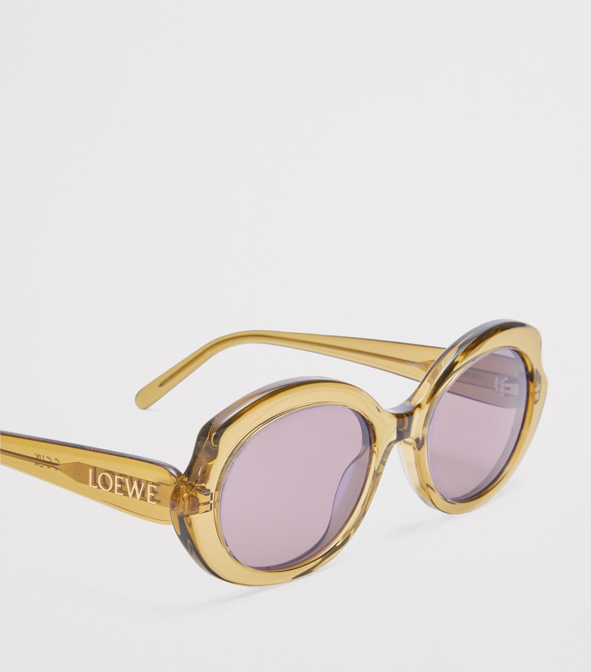 Acetate Mini Oval Slim Sunglasses TRANSPARENT OLIVE Image 3