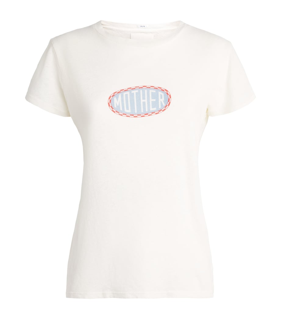 MOTHER Womens Cotton-Linen The Lil Sinful T-Shirt Patch Mother Image 1
