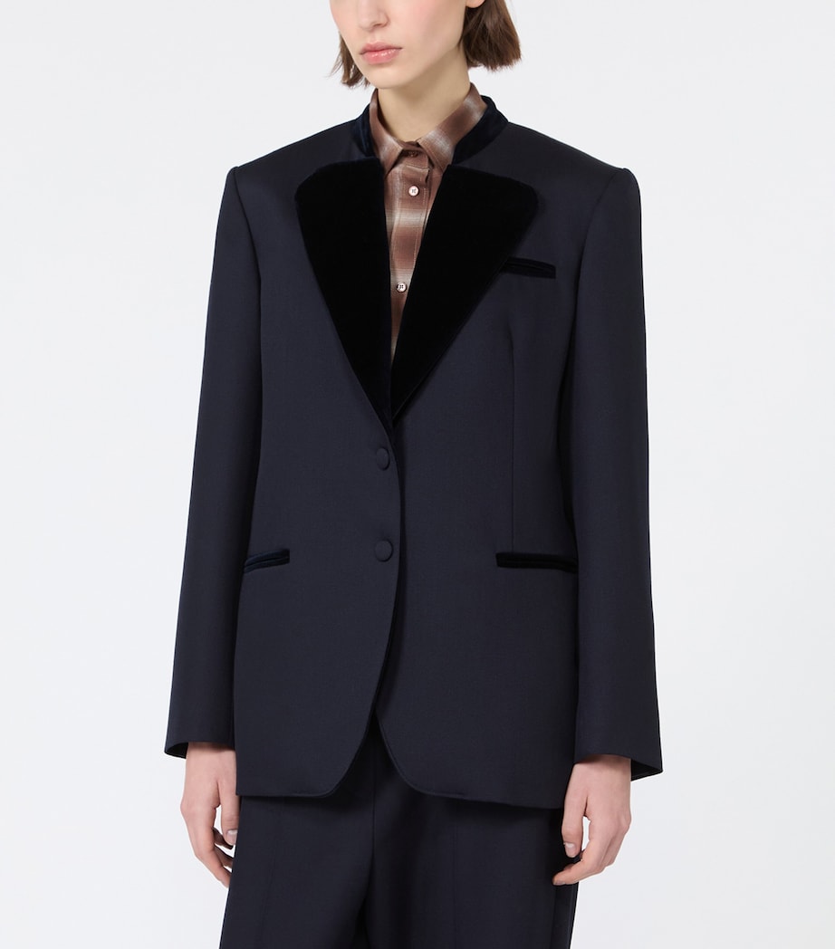 Weekend Max Mara Womens Virgin Wool Blazer Ultramarine Image 3