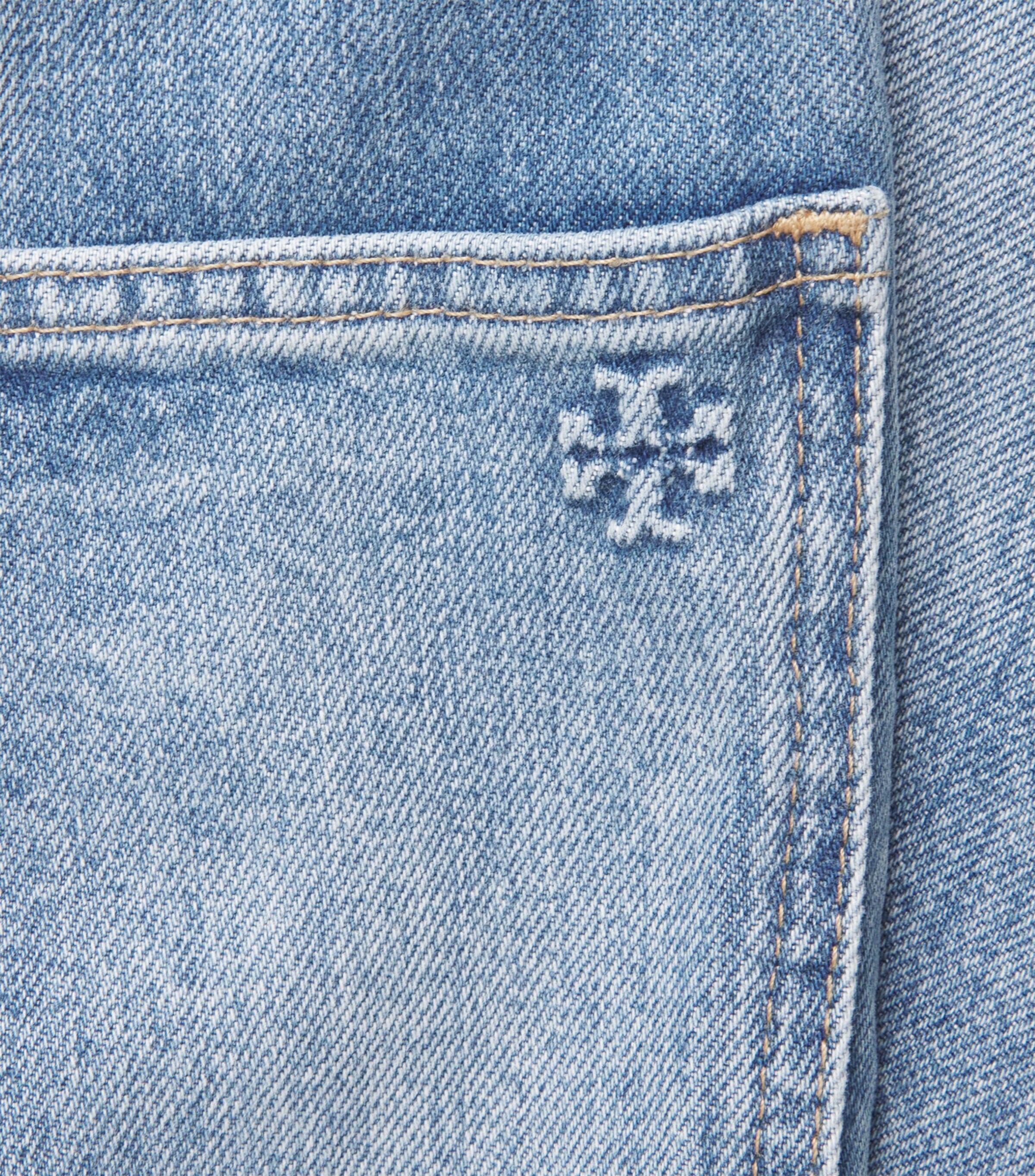 Tory Burch Womens High-Rise Straight Jeans Lght Vntge Wsh Image 6