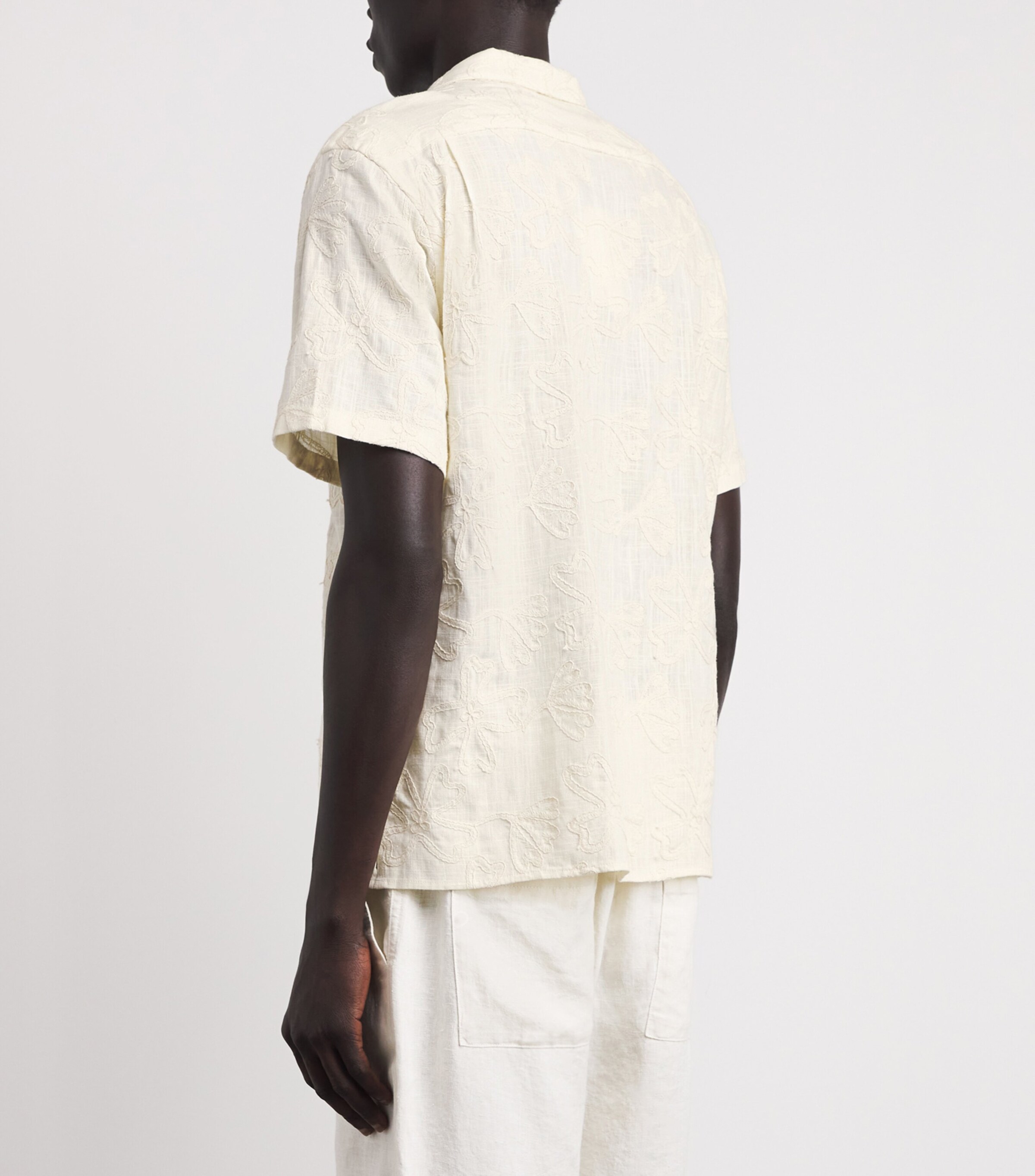 Vince Mens Embroidered Floral Cabana Shirt Blanco Image 5