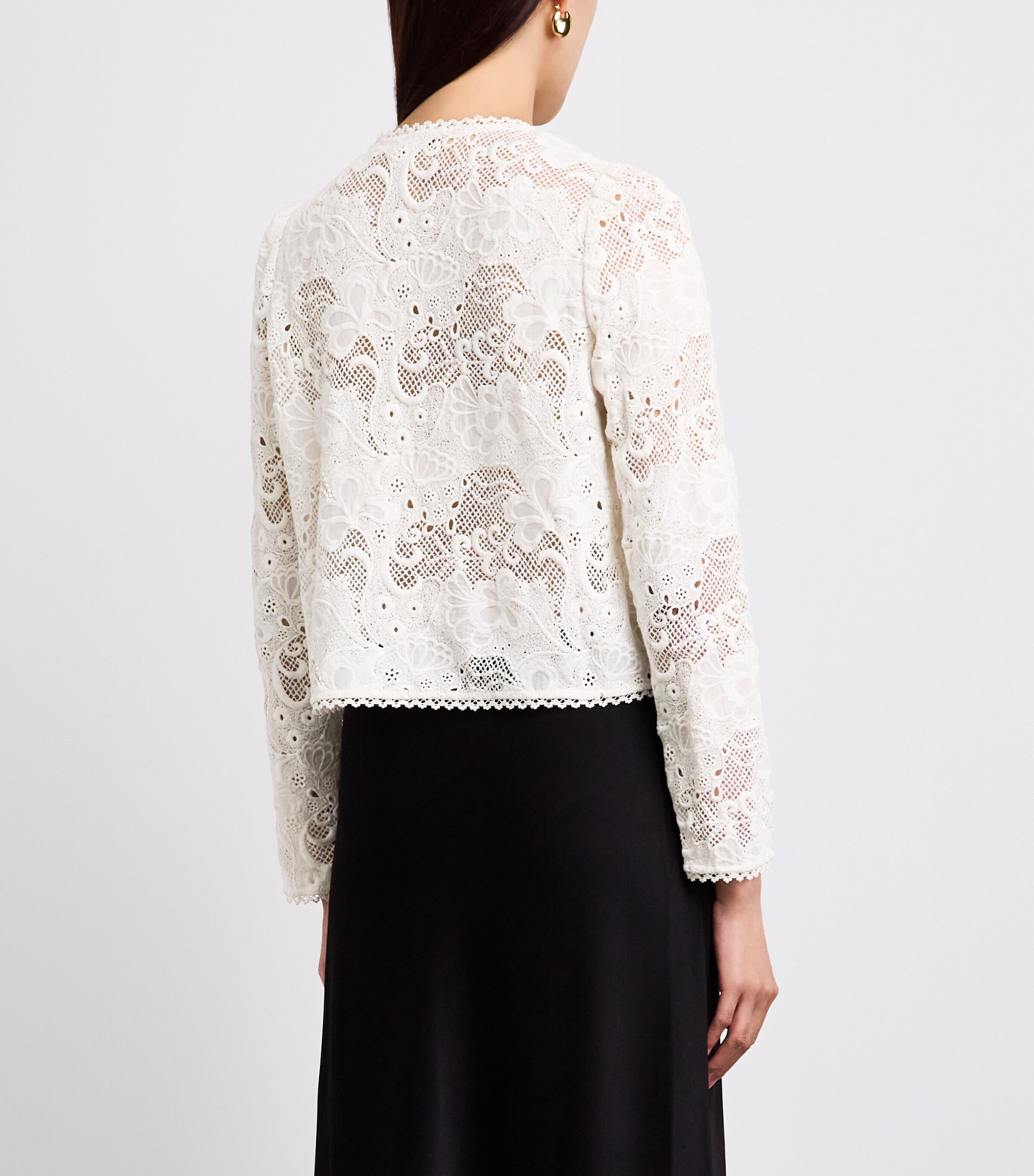 ME+EM Womens Lace Cropped Jacket Light Cream Image 5