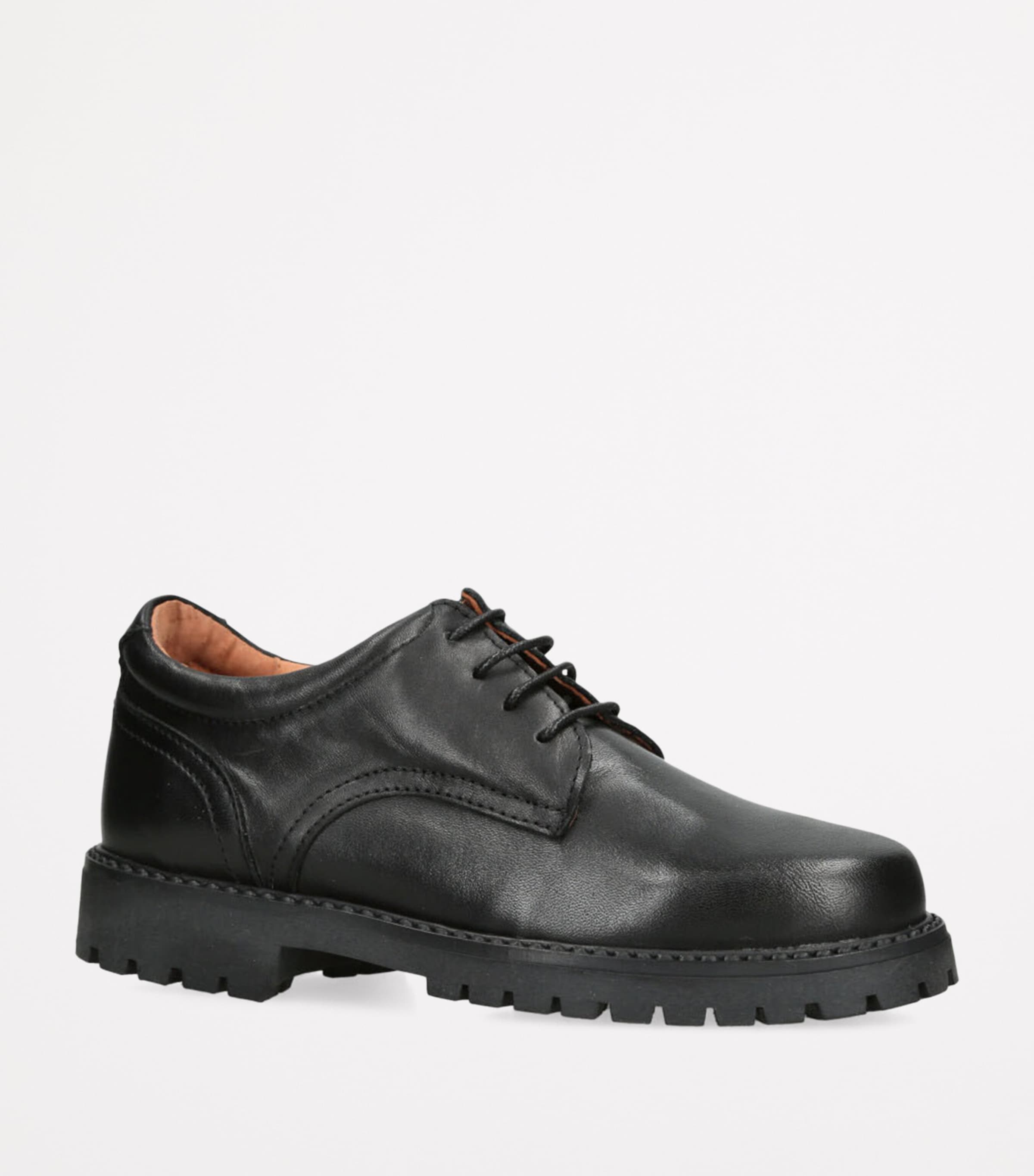 papouelli Leather Harry School Shoes Black Image 3
