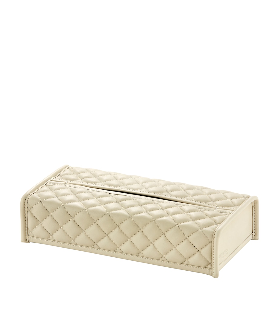 Quilted Leather Rectangle Tissue Box IVORY Image 1