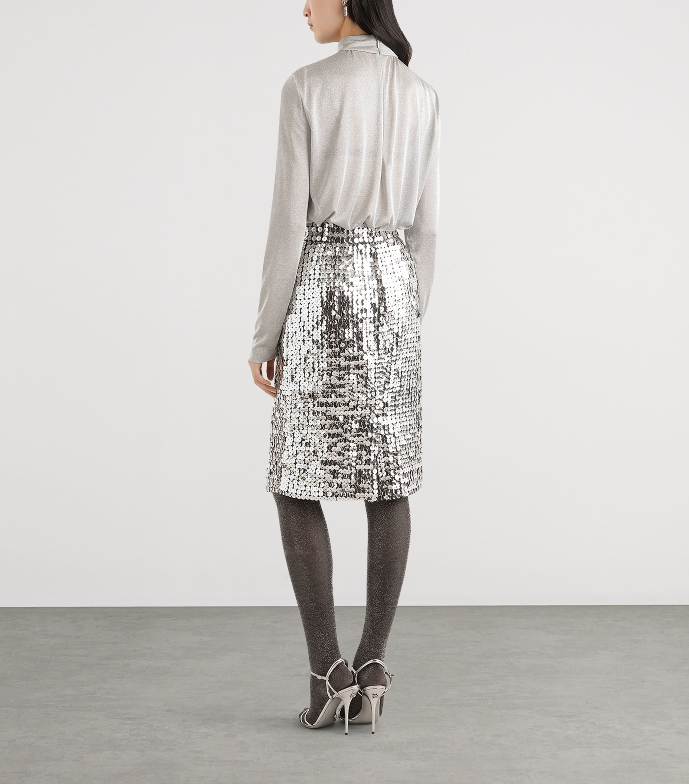 Sequin Pencil Skirt S0998-SILV Image 5