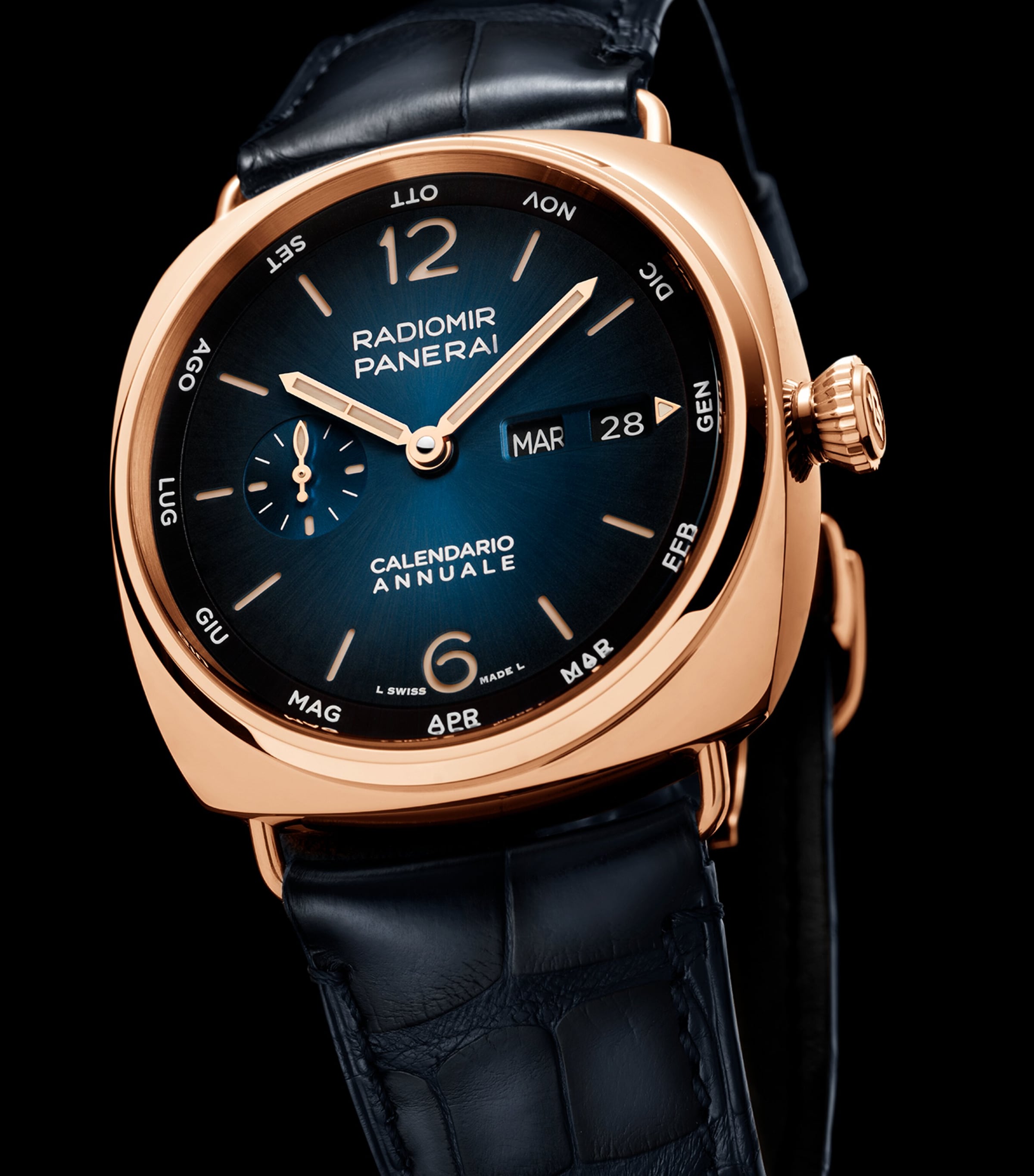 Rose Gold Radiomir Annual Calendar Watch 45mm BLUE Image 3