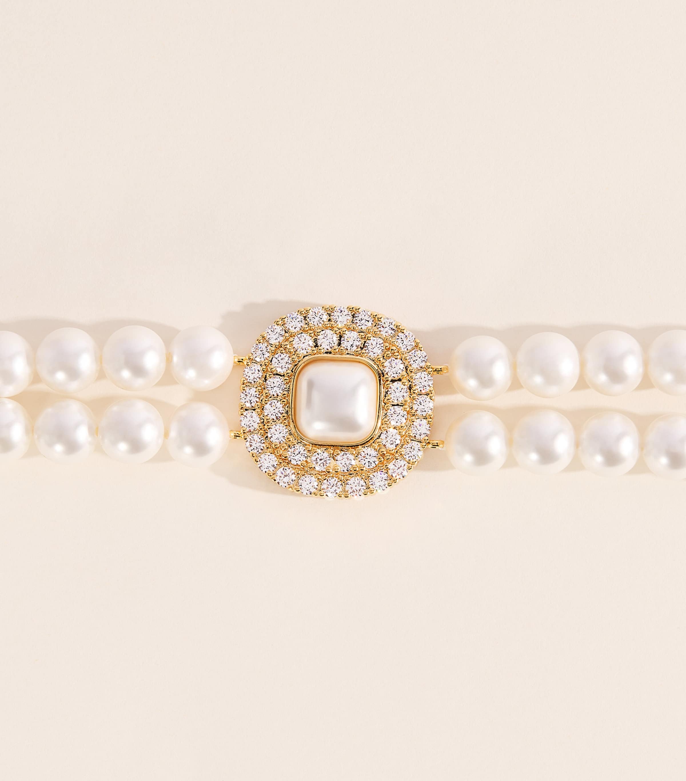 Self-Portrait Crystal and Faux Pearl Choker Gold Image 3