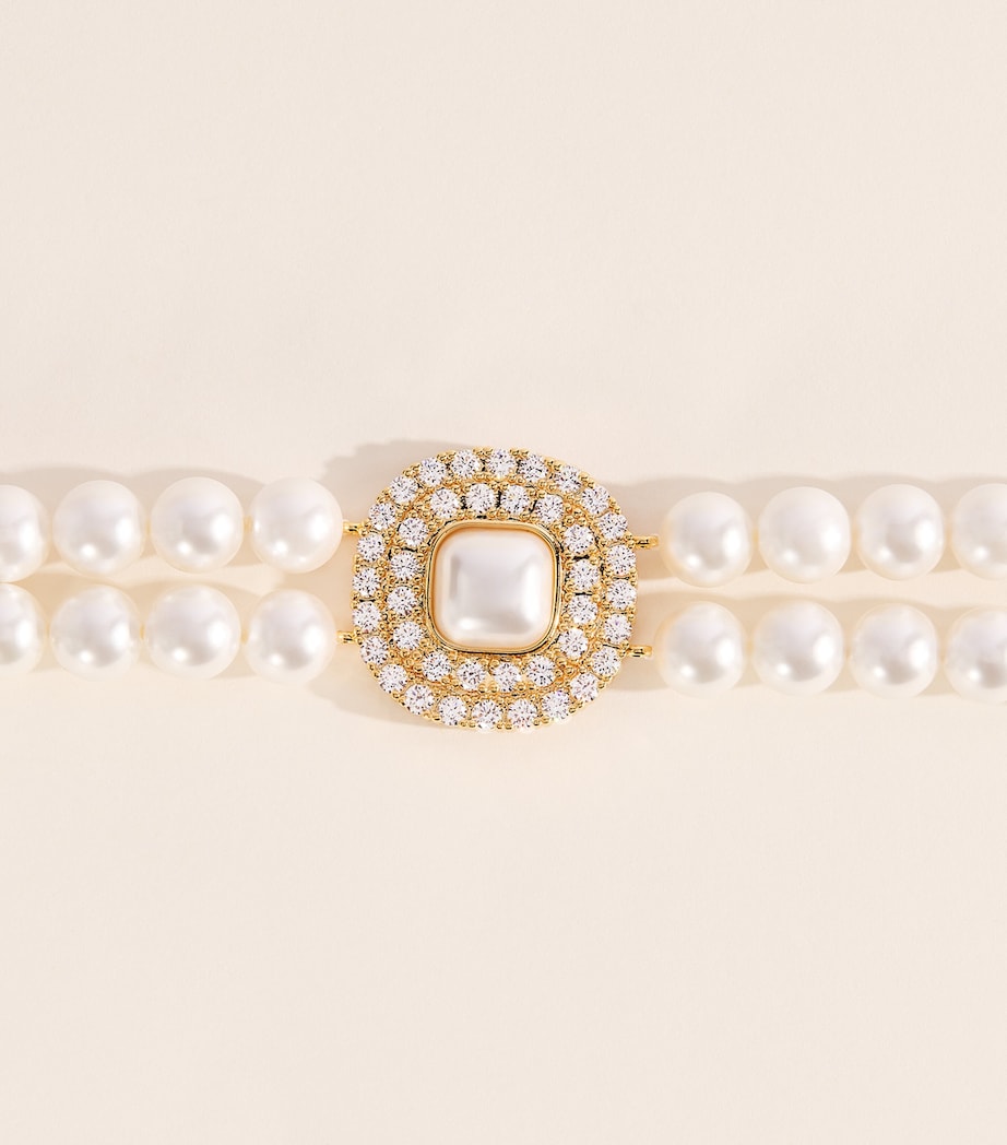 Self-Portrait Crystal and Faux Pearl Choker Gold Image 3