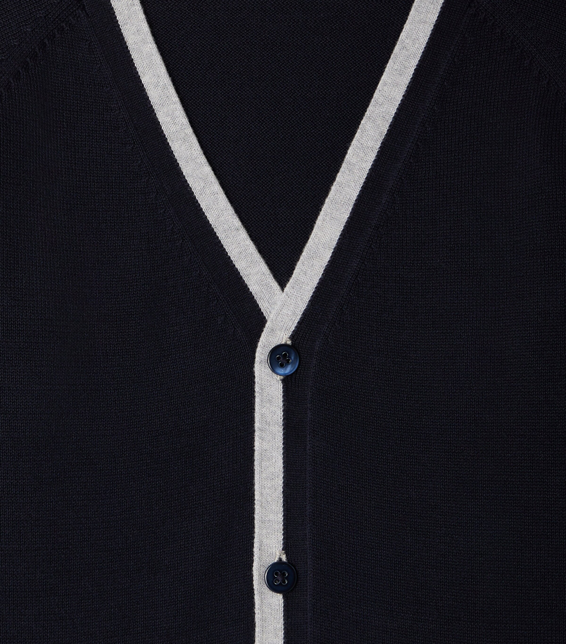 Bonpoint Cotton Contrast-Trim Cardigan  (4-8 Years) Upb Marine Image 3