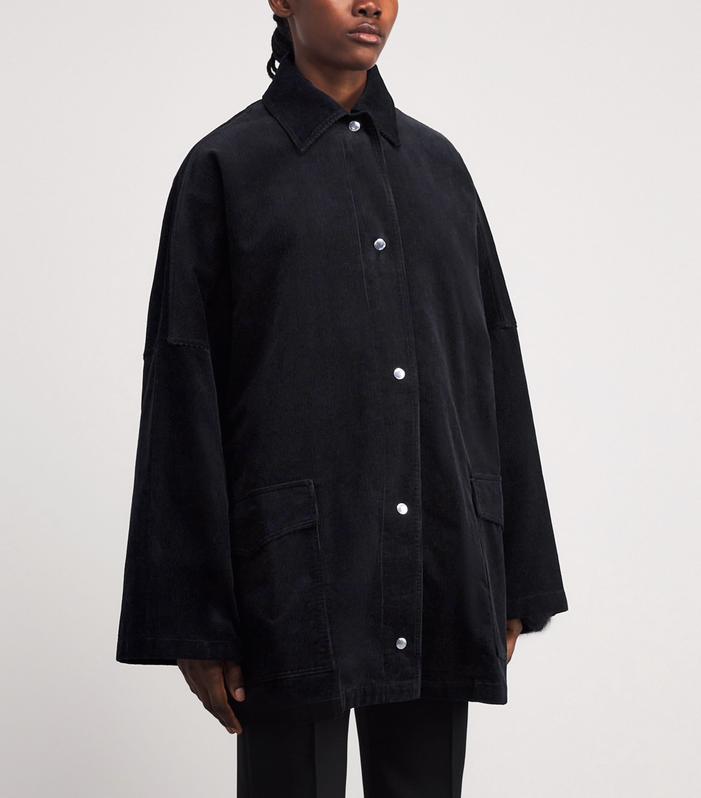 Organic Cotton Corduroy Overshirt 001 BLACK Image 3