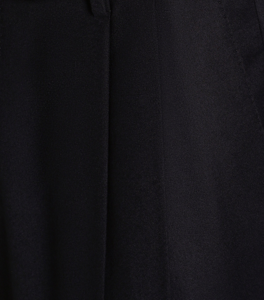 Dolce&Gabbana Mens Stretch-Virgin Wool Pleated Trousers Blue Image 3