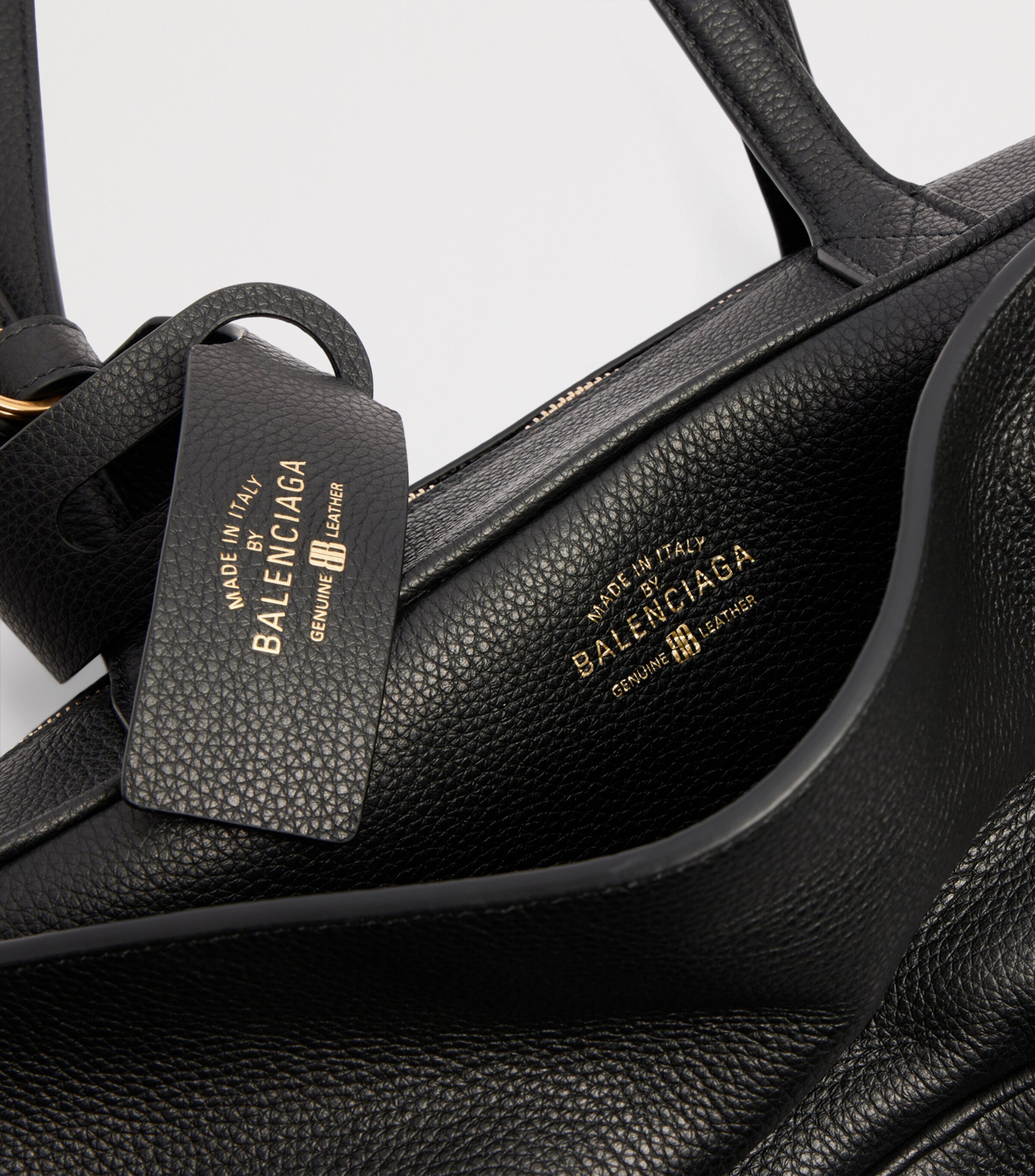 Balenciaga Black Small Leather Carrie Bowling Top-Handle Bag