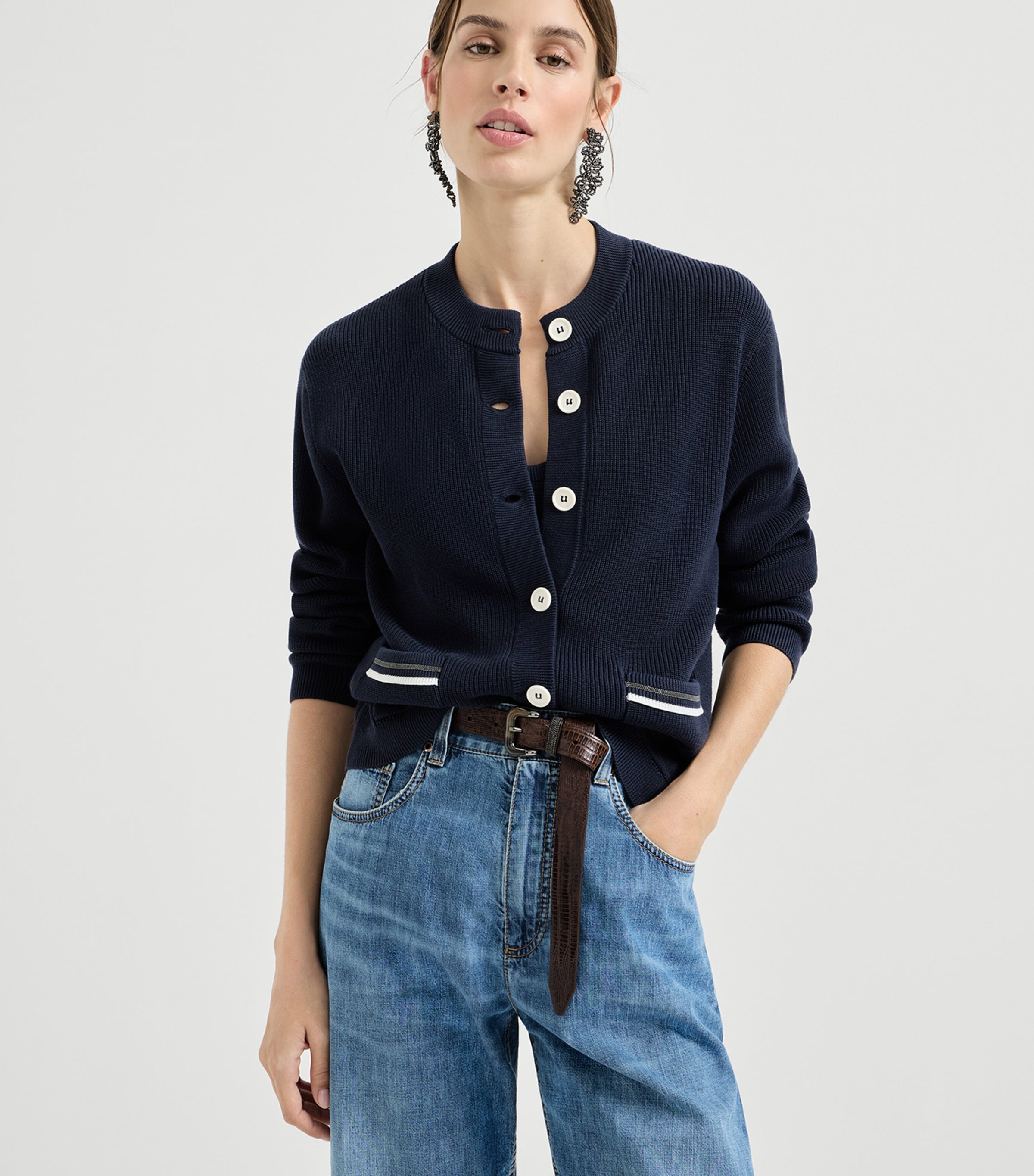 Cotton Monili-Trim Cardigan CND78 Image 4