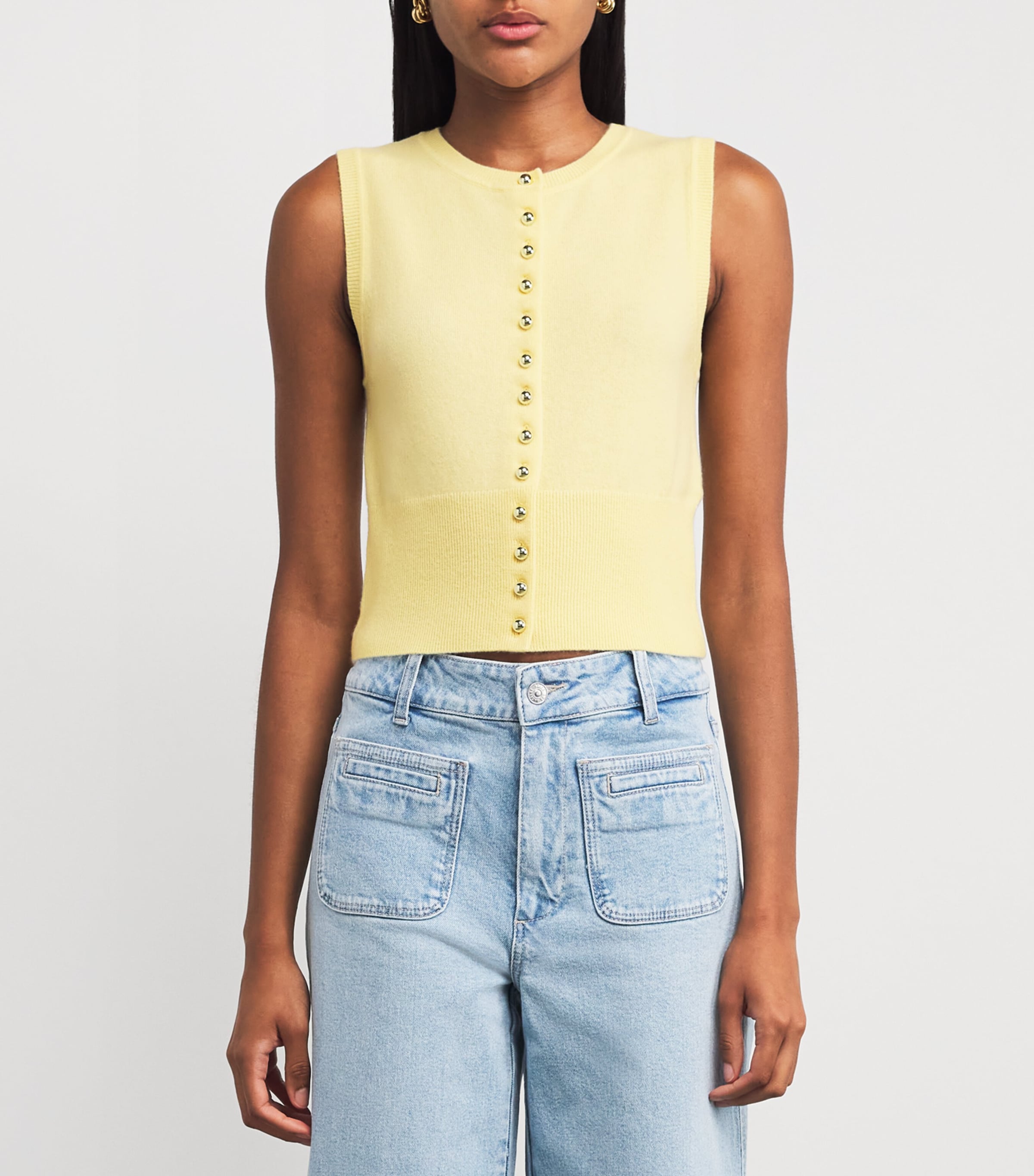 Wool Sleeveless Cardigan BABY YELLOW Image 3