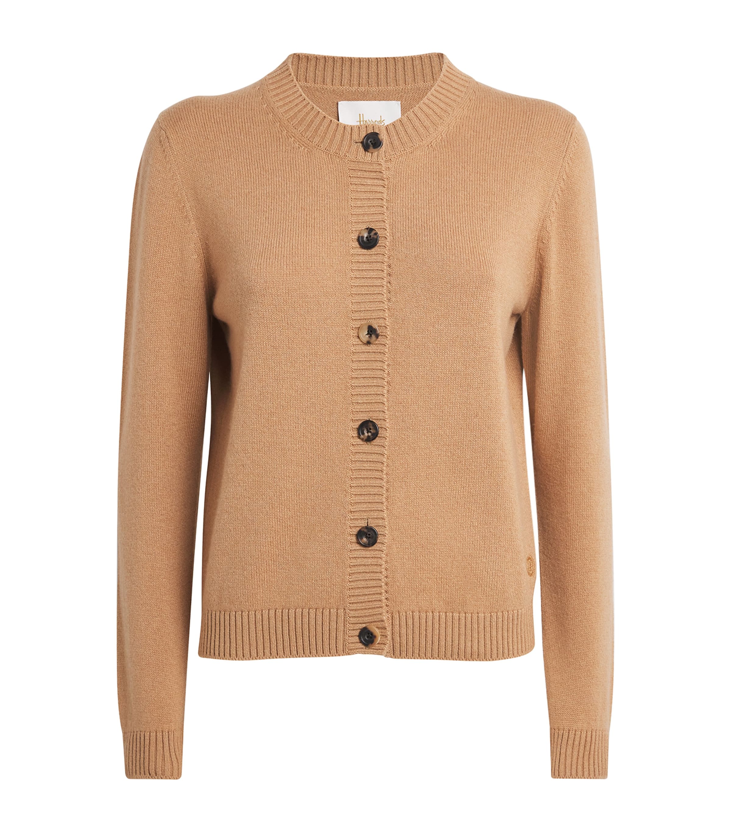 Harrods Womens Cashmere-Cotton Cardigan Brown Suagr Image 1