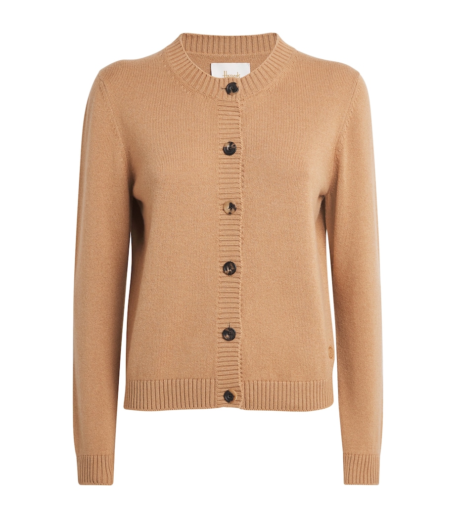 Harrods Womens Cashmere-Cotton Cardigan Brown Suagr Image 1