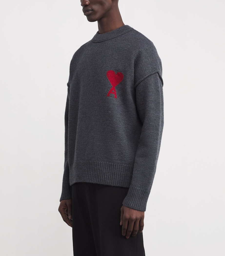 Wool Ami de Coeur Sweater 084 HEATHER GREY Image 3