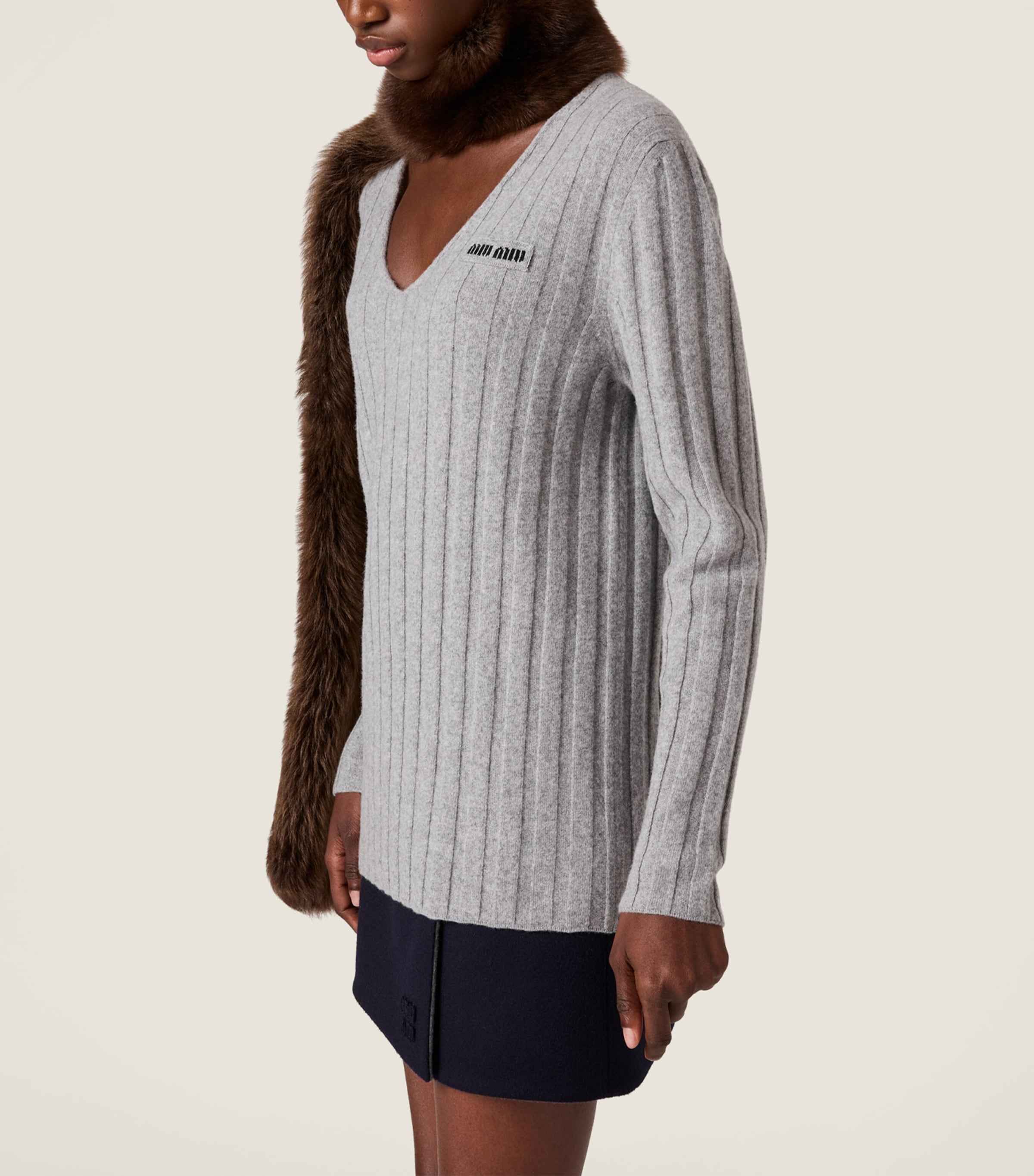 Wool-Cashmere Ribbed Oversized Sweater F0031 Image 5