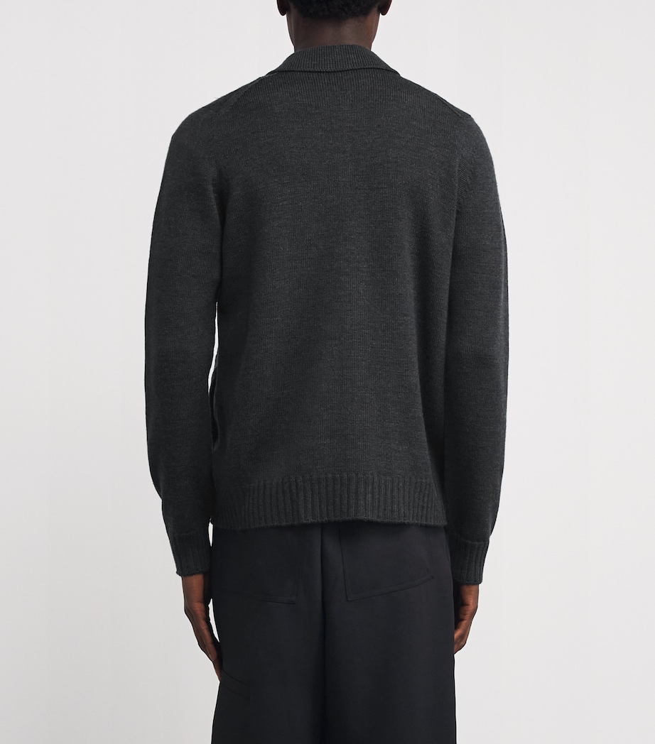 John Smedley Mens Merino Wool Zip-Up Cardigan Charcoal Image 4