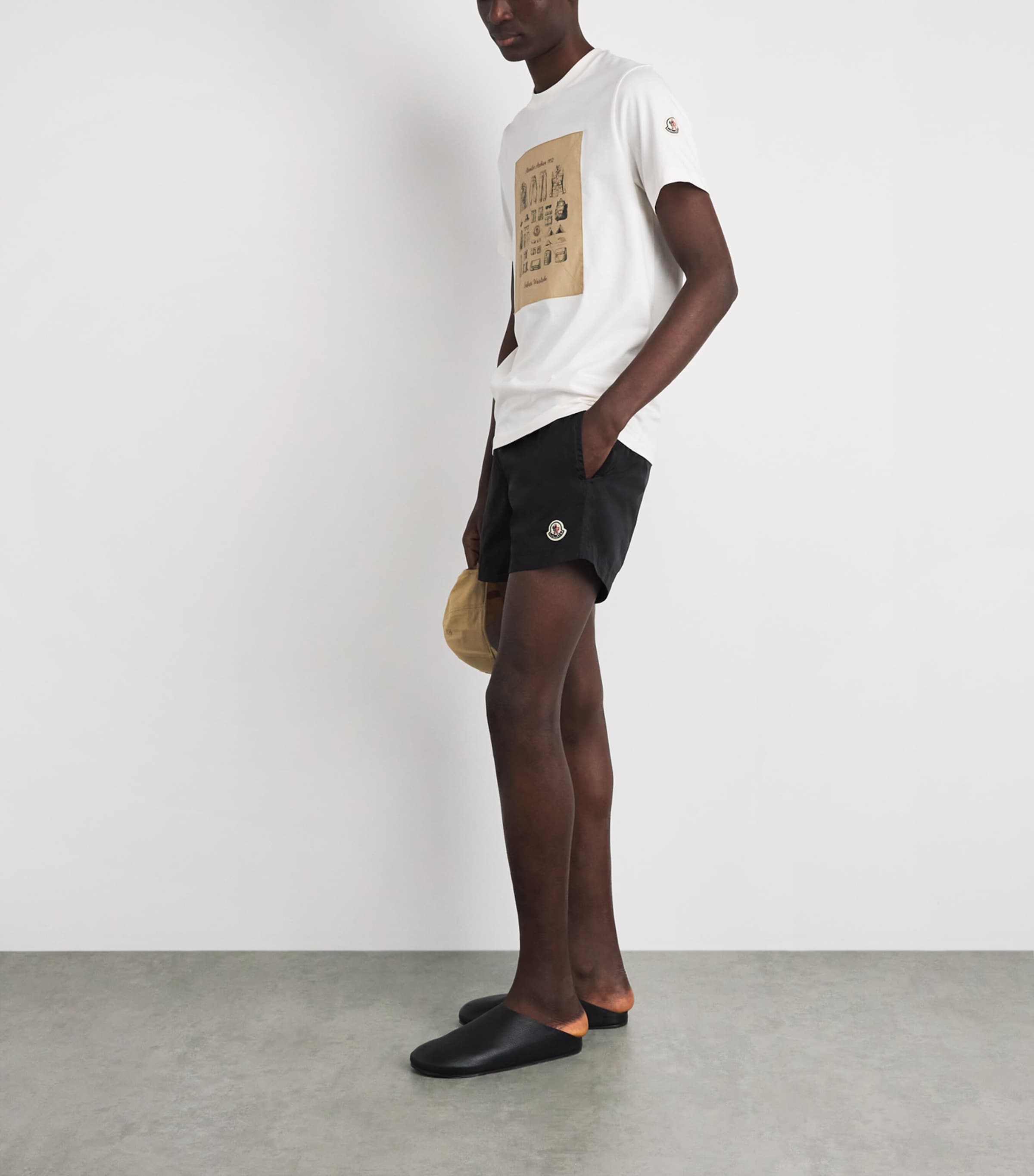 Moncler Mens Logo Contrast Panel Swim Shorts Image 2