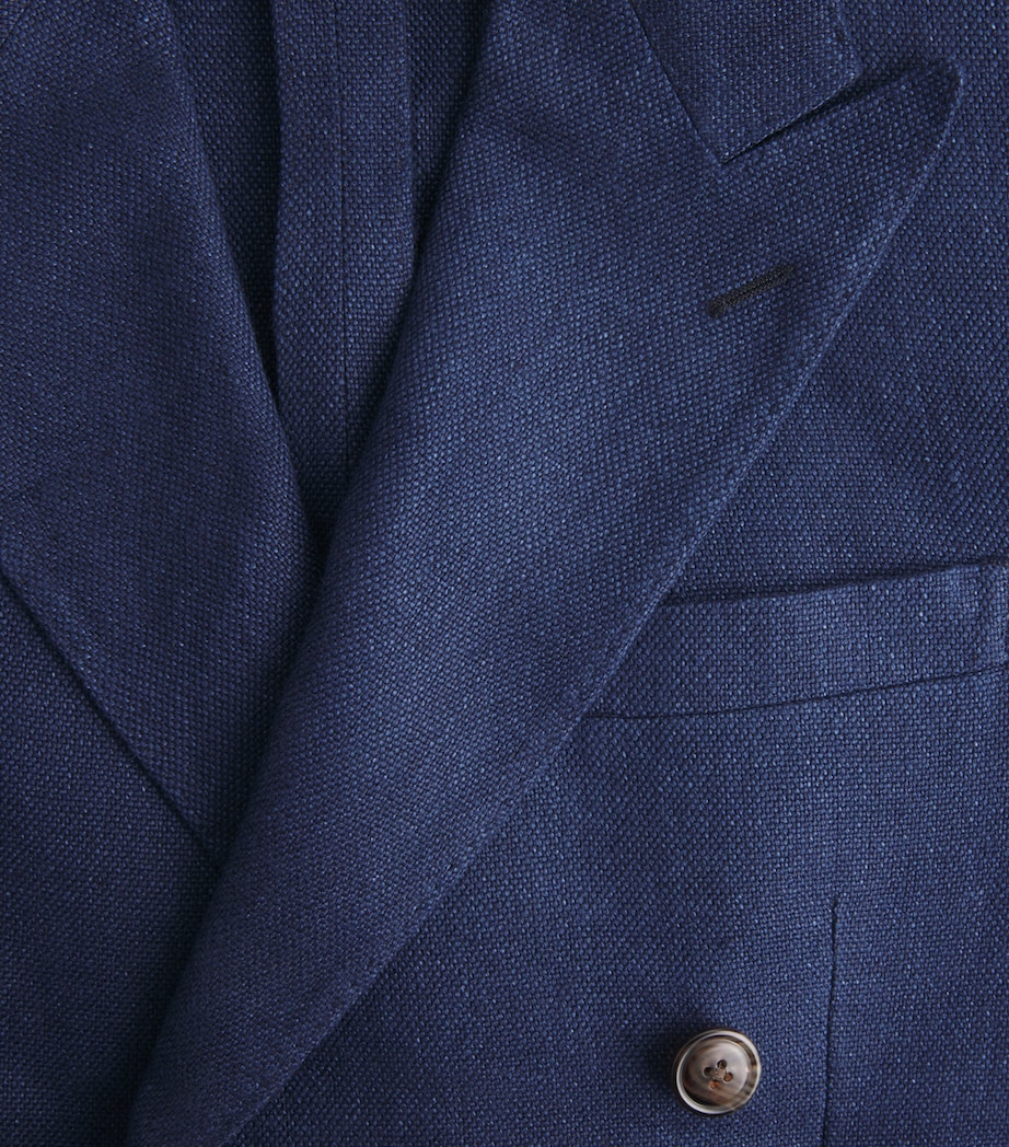 Polo Ralph Lauren Mens Linen Double-Breasted Suit Jacket Navy Image 6