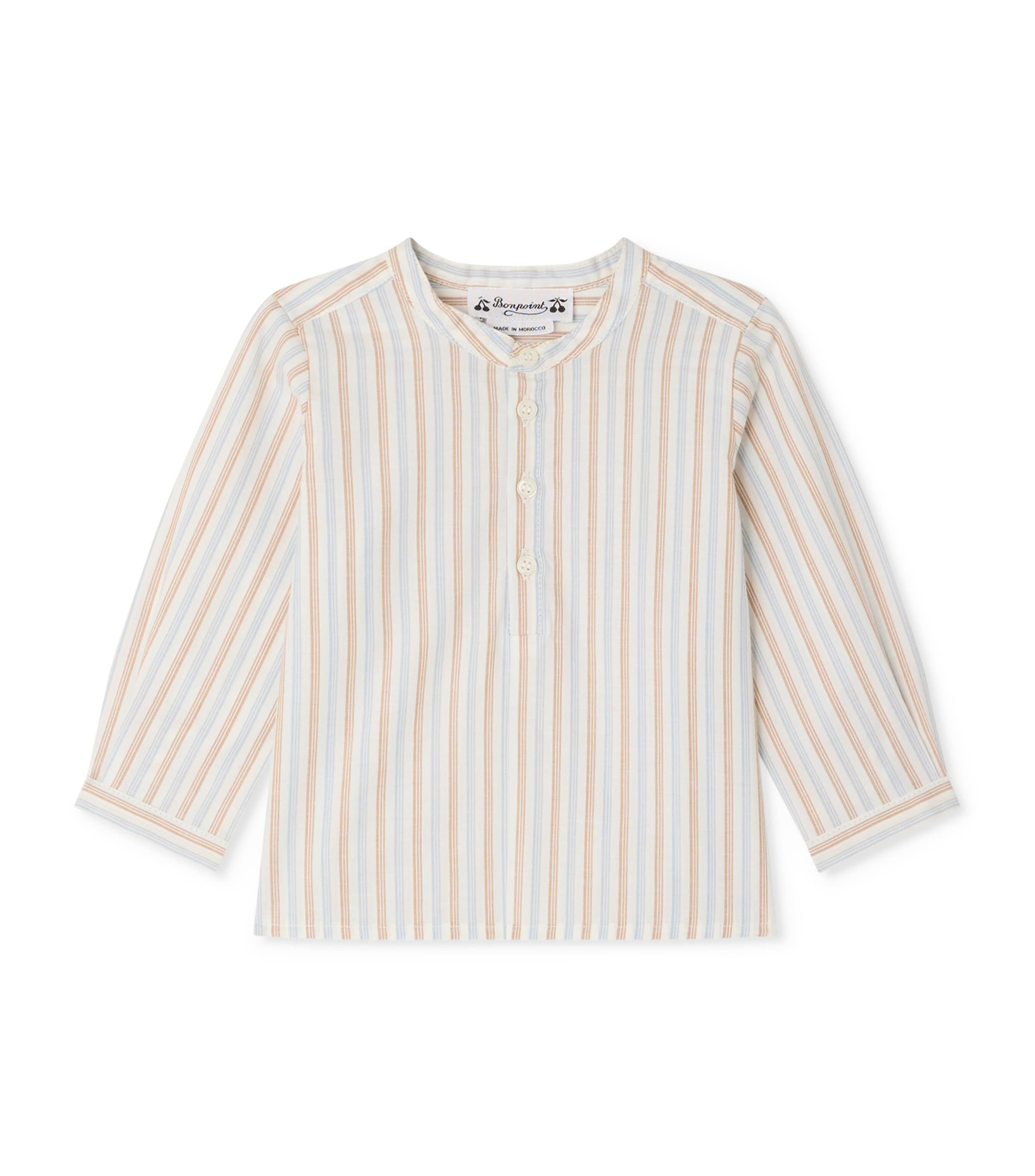 Bonpoint Cotton Stripe Shirt (6-18 Months) Rayures Ciel Image 1