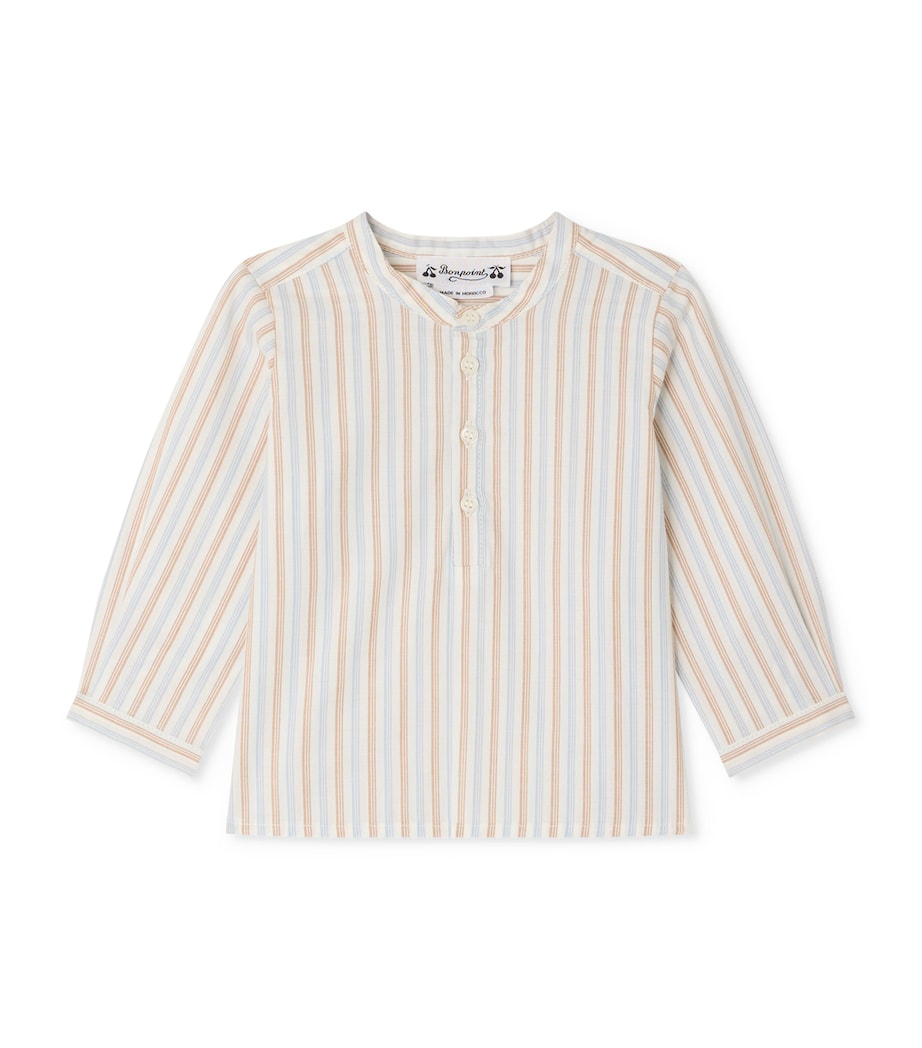 Bonpoint Cotton Stripe Shirt (6-18 Months) Rayures Ciel Image 1