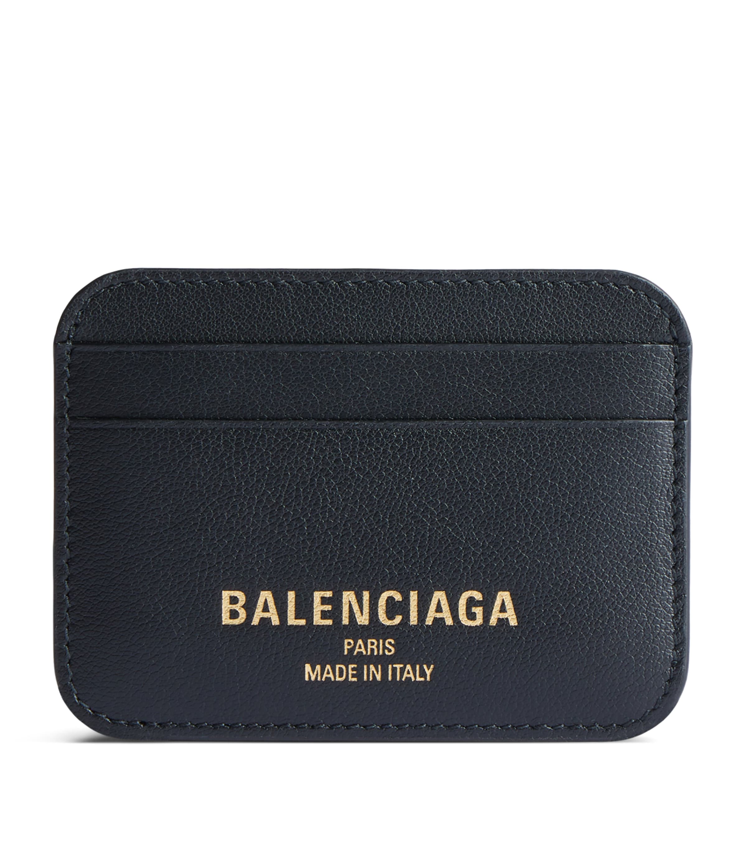 Balenciaga Cash 2.0 Leather Card Holder In Black