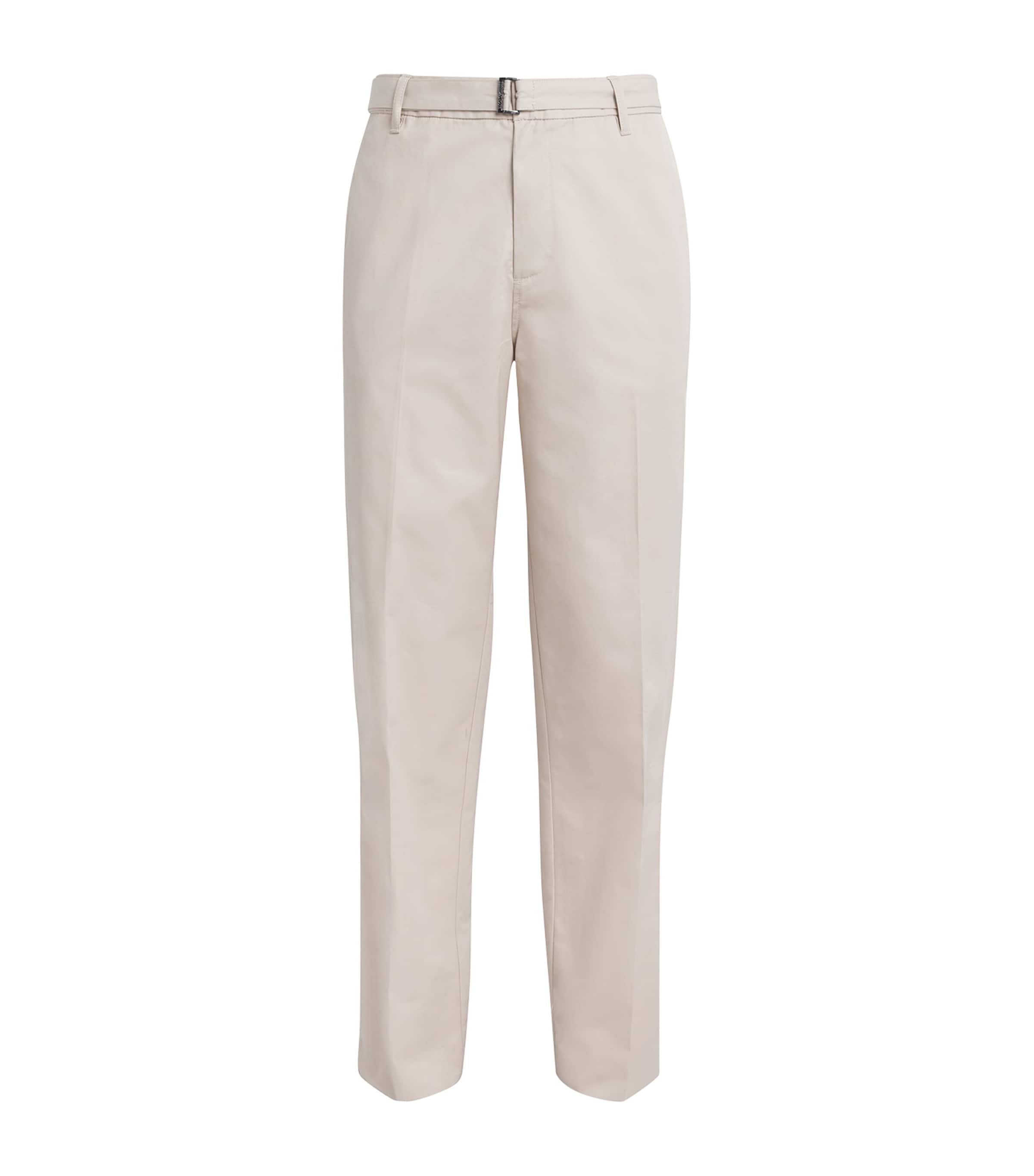 Emporio Armani Cotton-Silk Belted Trousers | Men New In | Mens Clothing | Men Clothing | Trousers | Casual Trousers | Designers | Emporio Armani